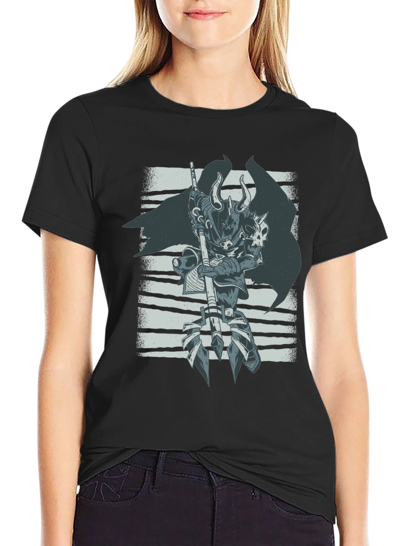 Warrior Graphic Print Black T-Shirt