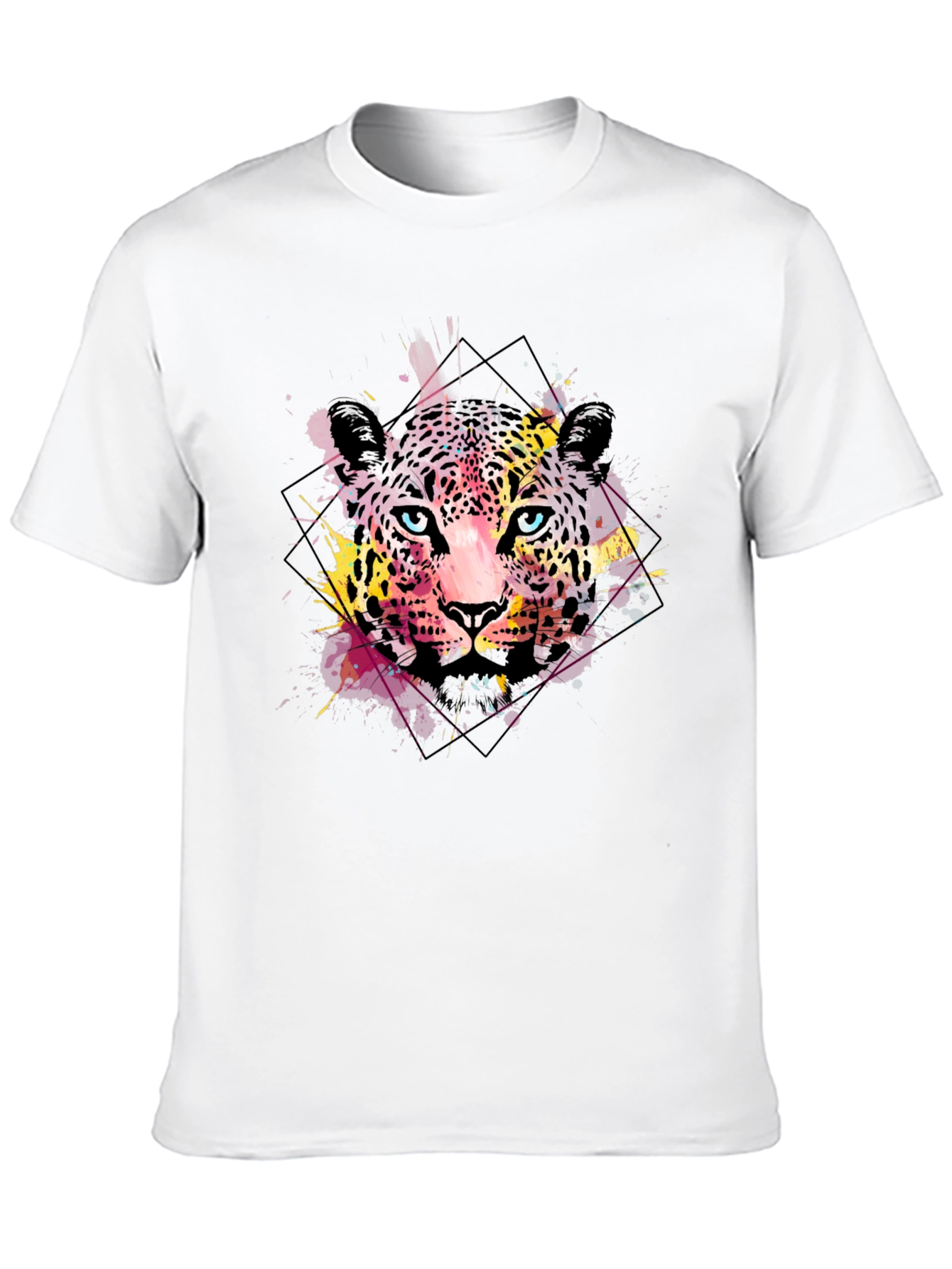 Abstract Leopard Print Mens Black T-Shirt