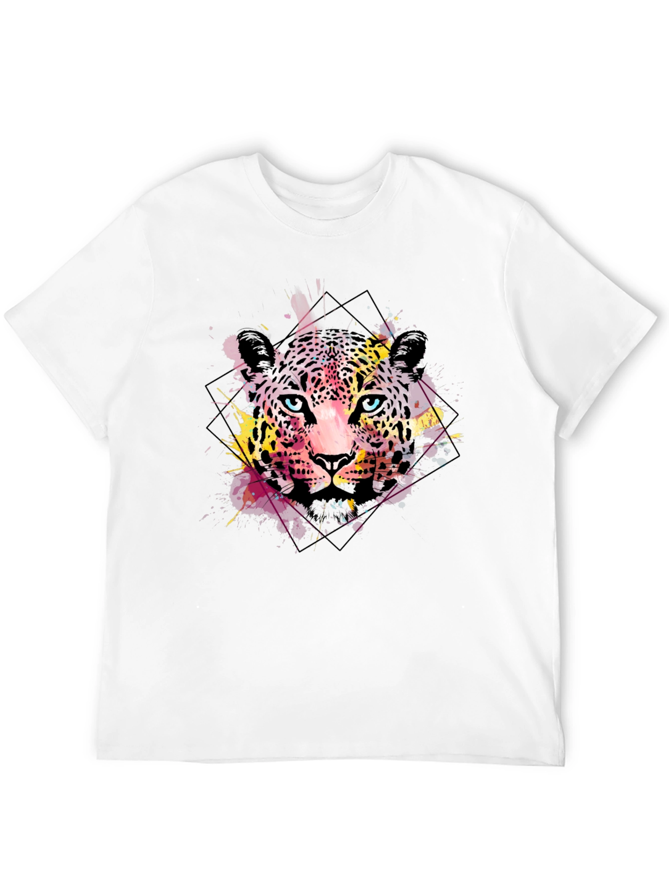 Abstract Leopard Print Mens Black T-Shirt