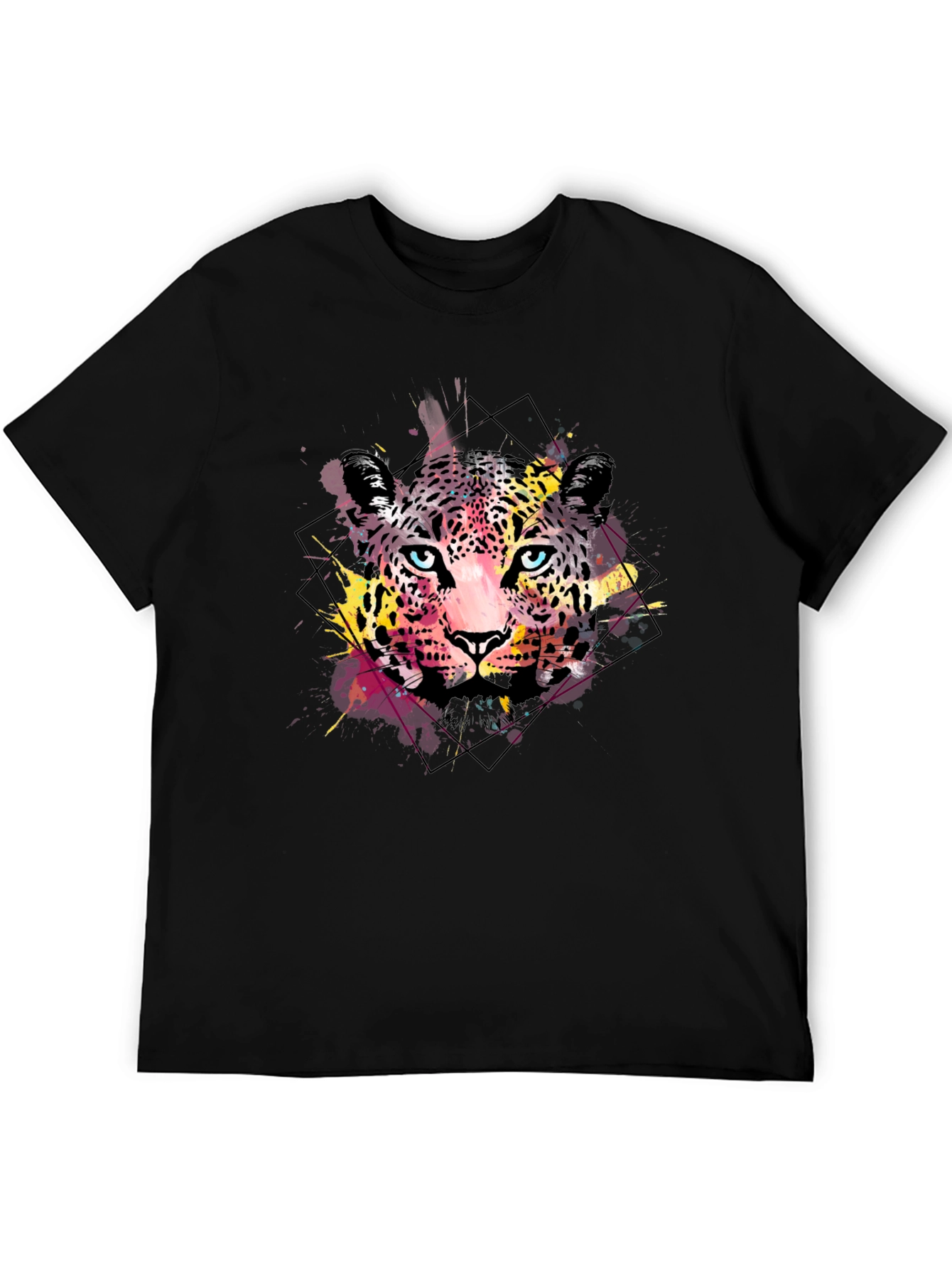 Abstract Leopard Print Mens Black T-Shirt