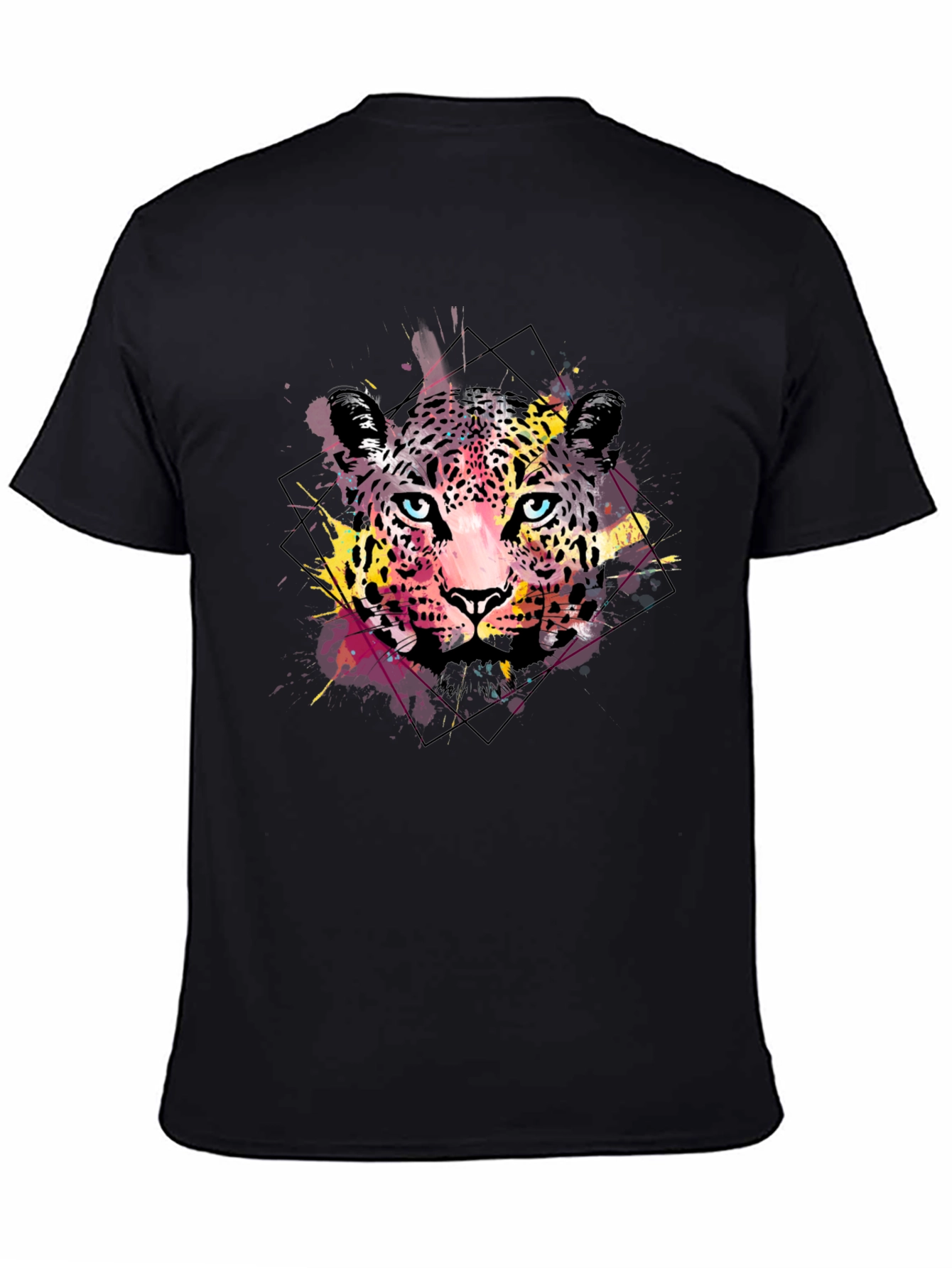 Abstract Leopard Print Mens Black T-Shirt