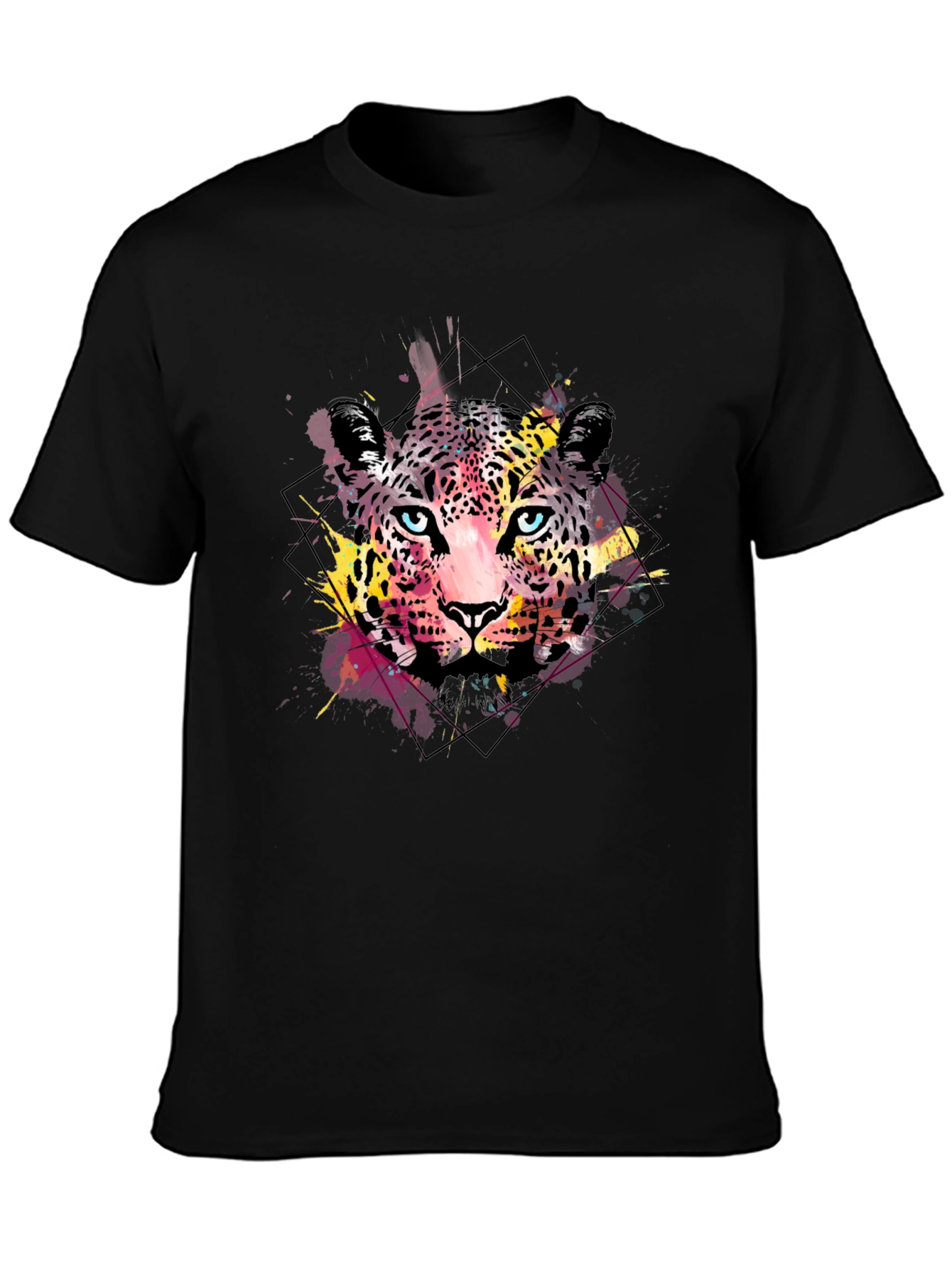 Abstract Leopard Print Mens Black T-Shirt