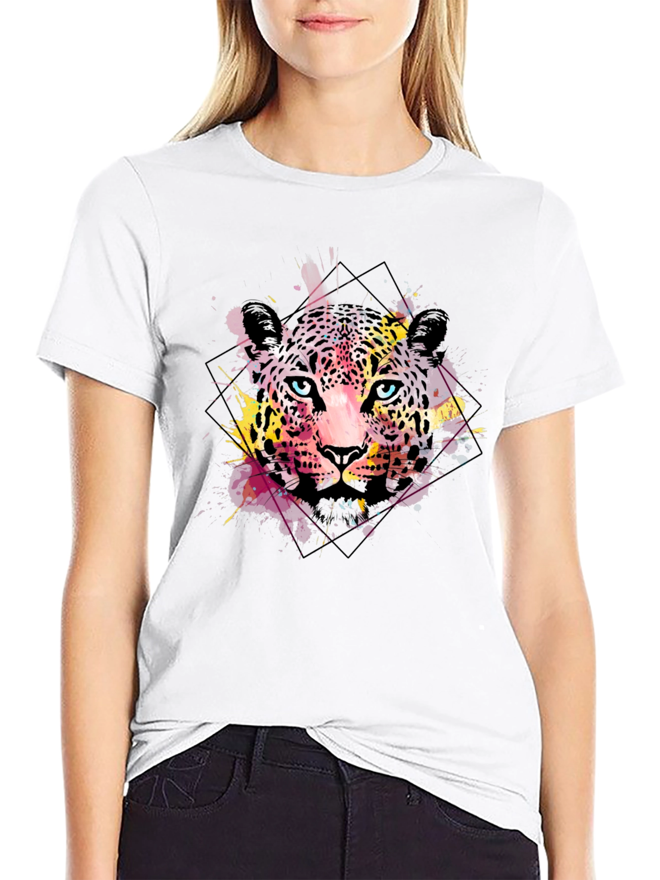 Abstract Leopard Print Mens Black T-Shirt