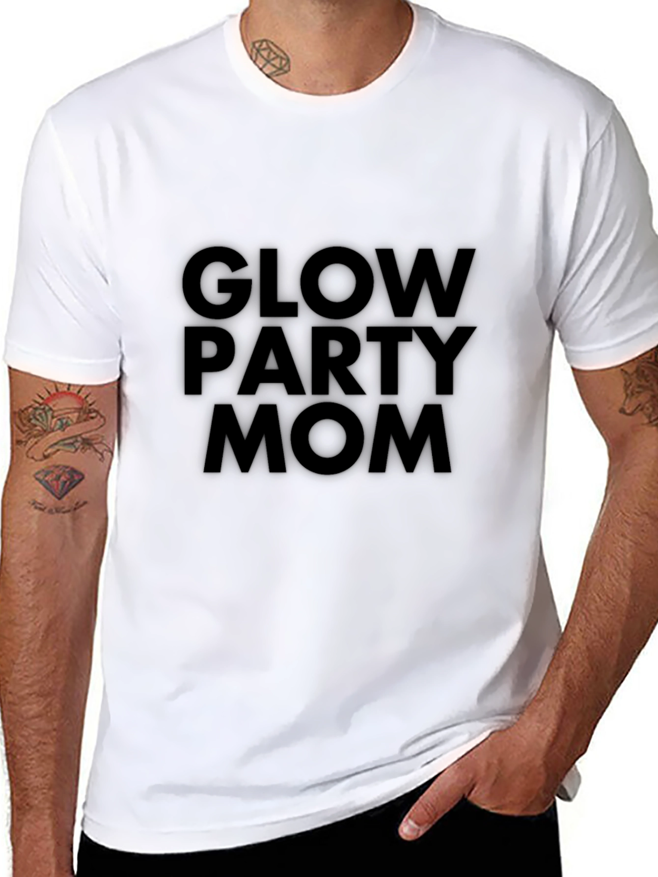 Glow Party Mom T-Shirt - Black Graphic Tee