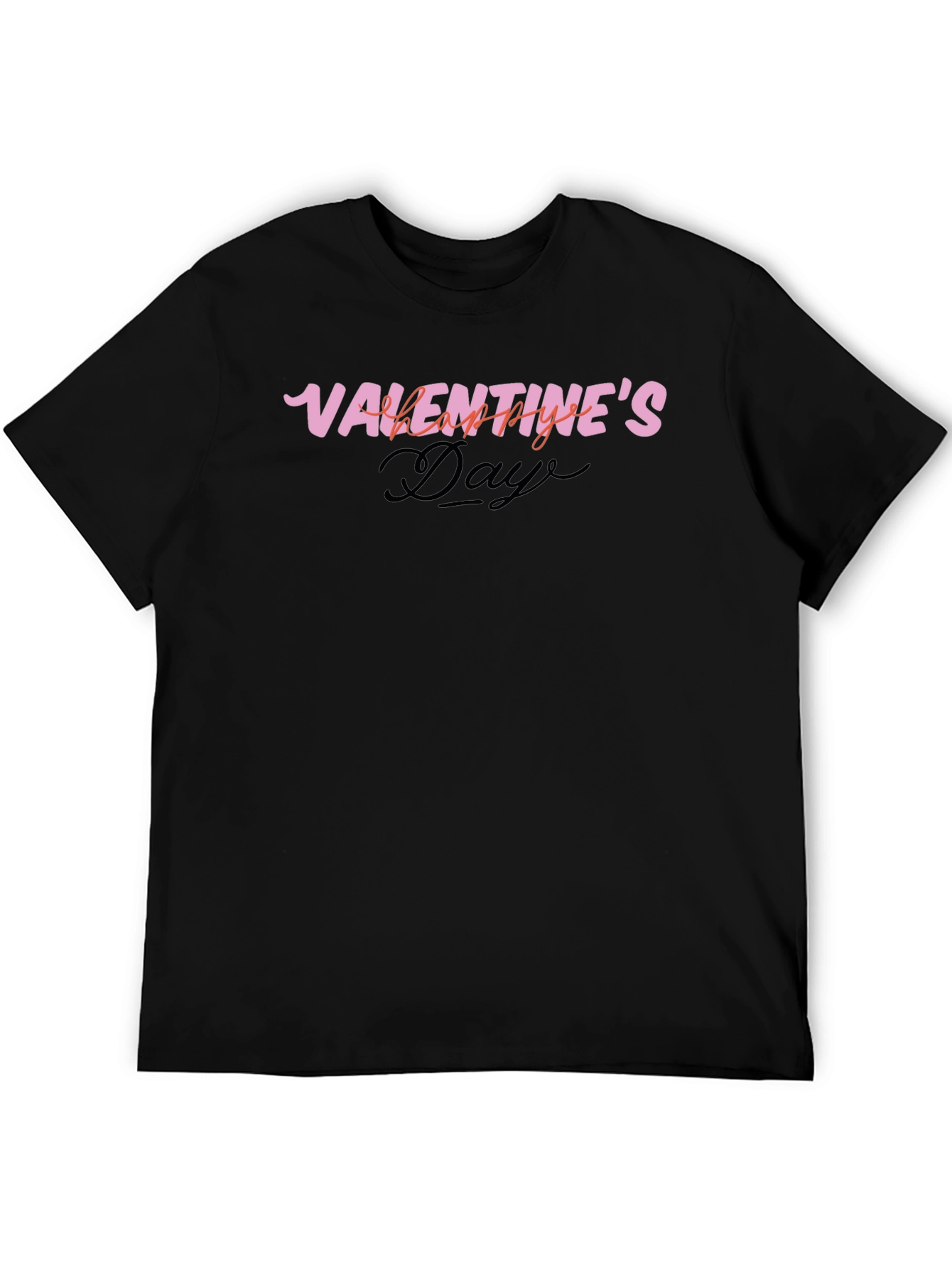 Valentines Day Graphic Tee - Black Casual T-Shirt