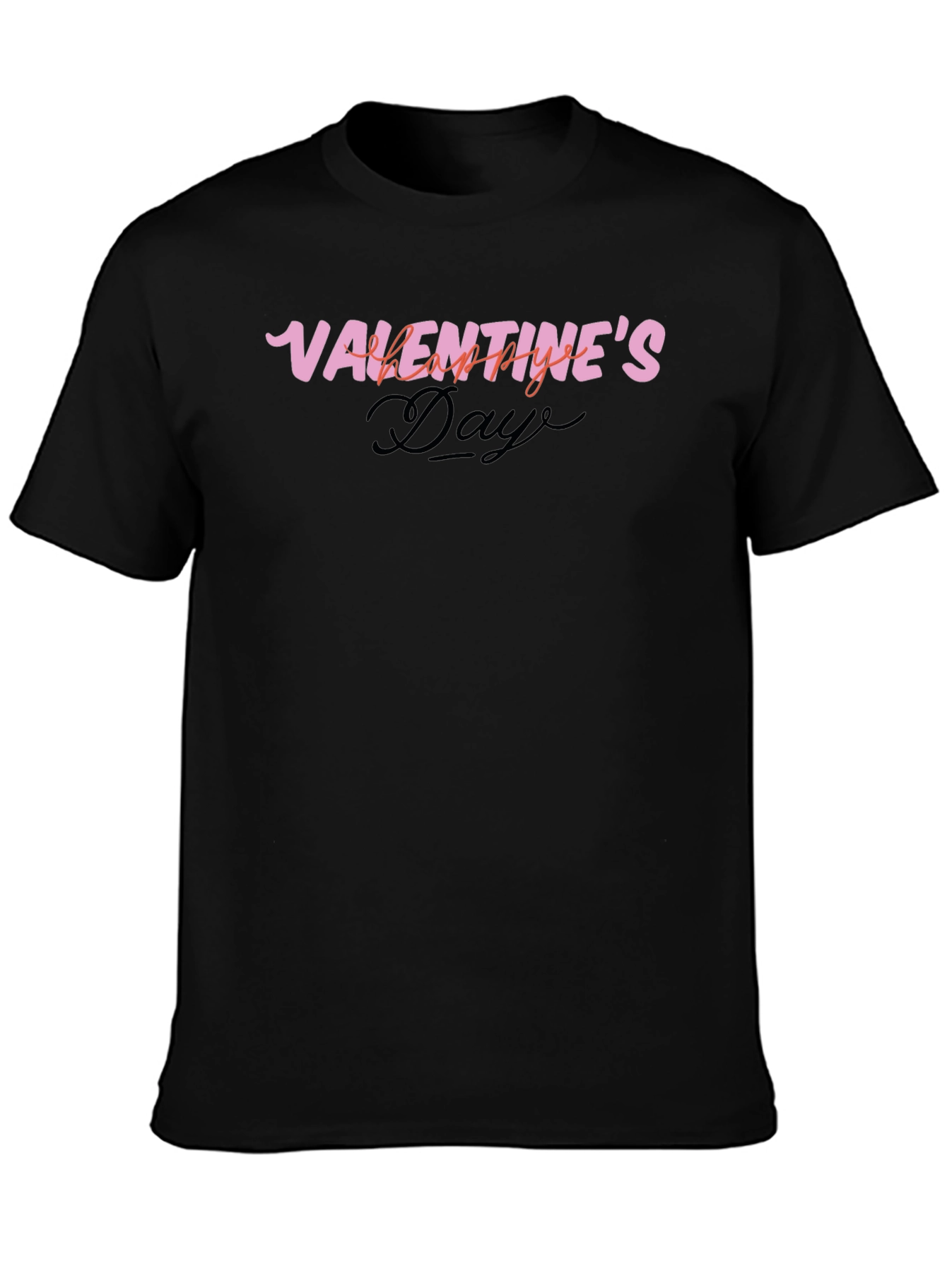 Valentines Day Graphic Tee - Black Casual T-Shirt