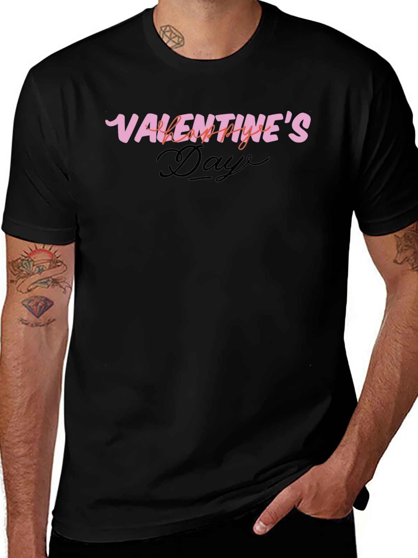 Valentines Day Graphic Tee - Black Casual T-Shirt