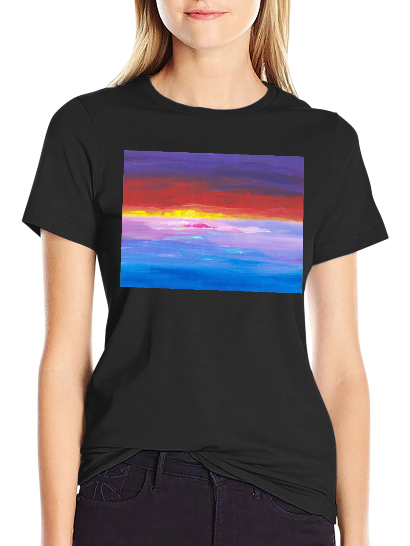 Sunset Seascape Graphic Tee - Black