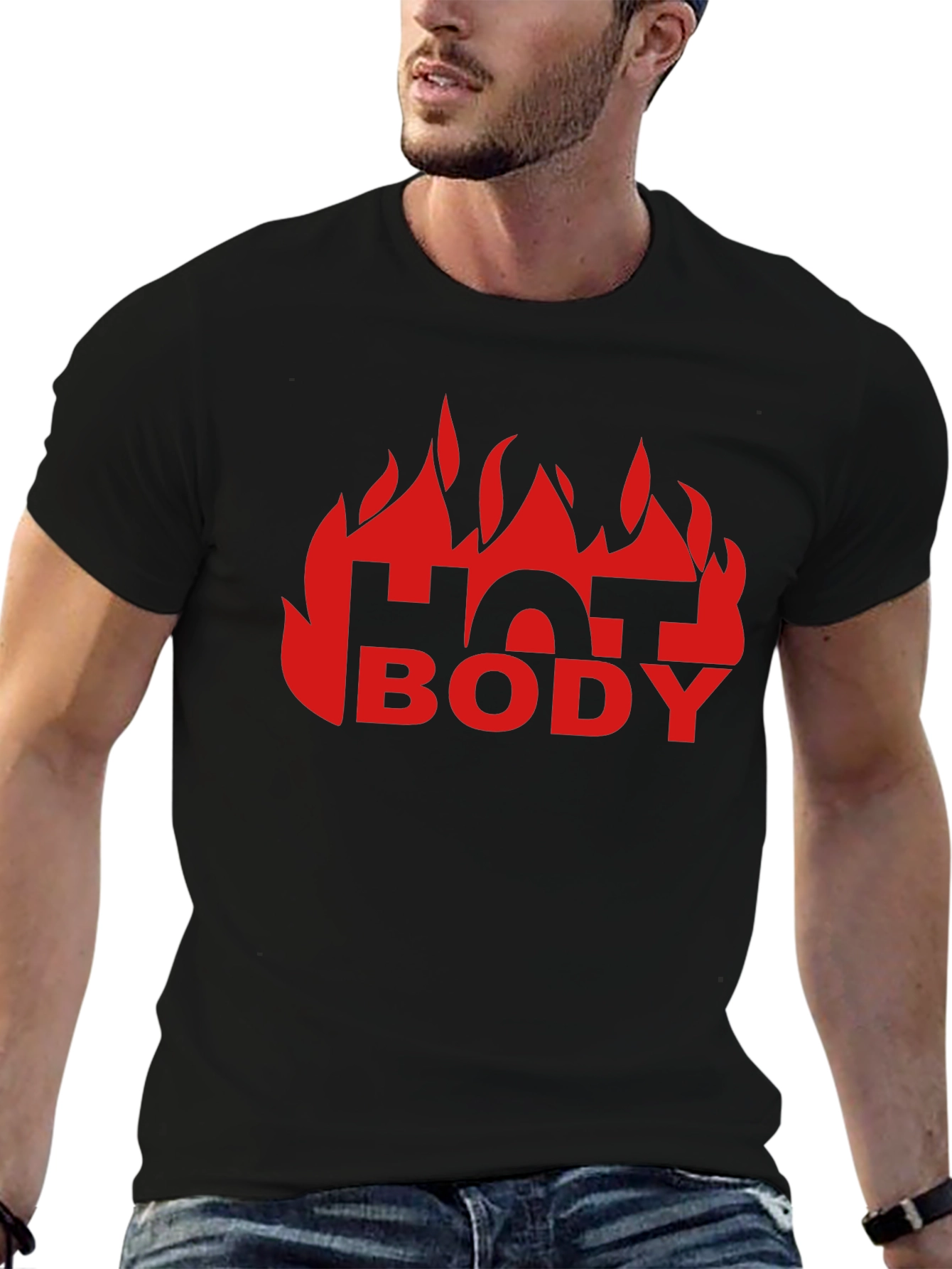 Hot Body Graphic Tee - Black Cotton T-Shirt