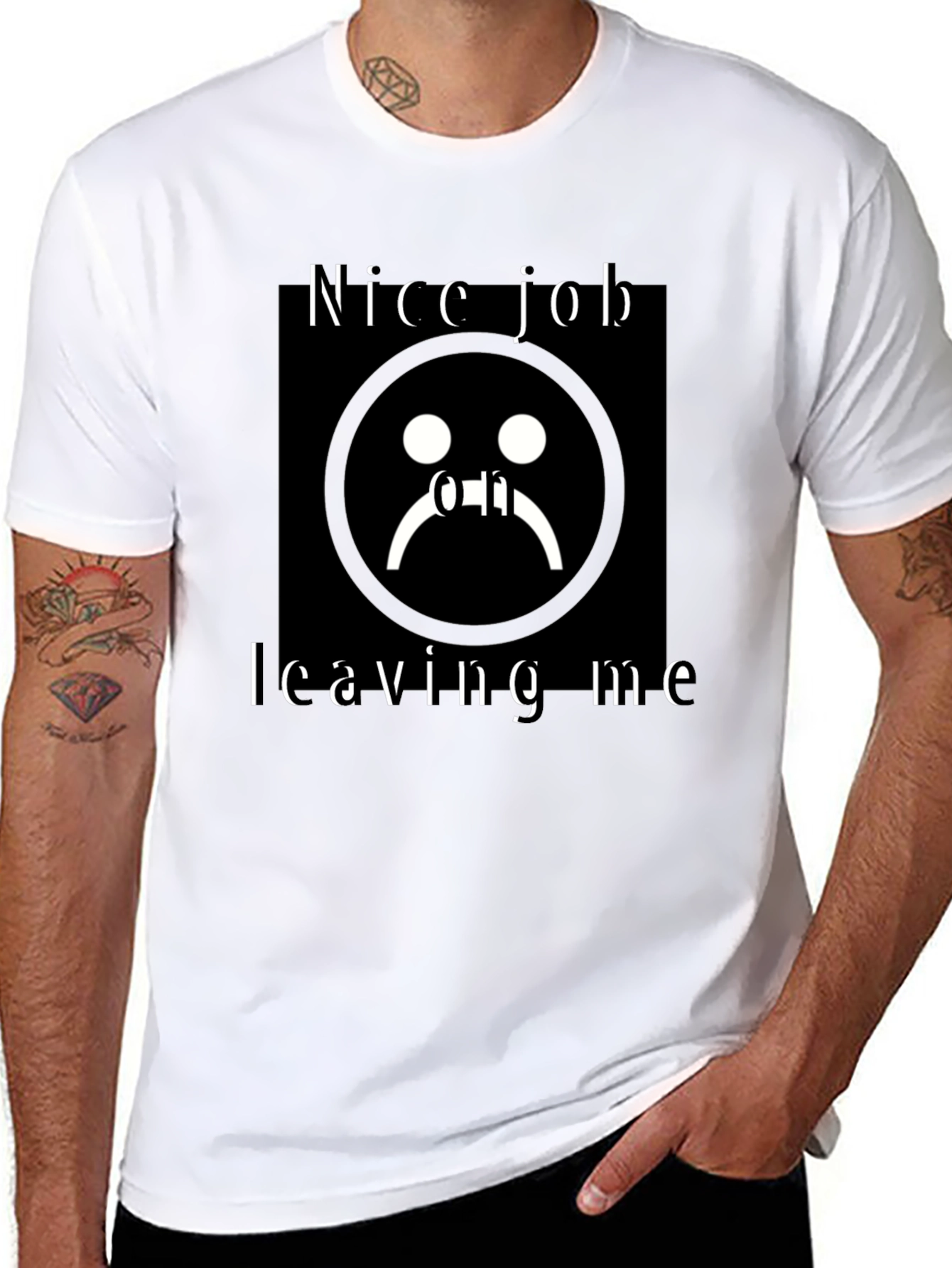 Sad Face Graphic Black T-Shirt