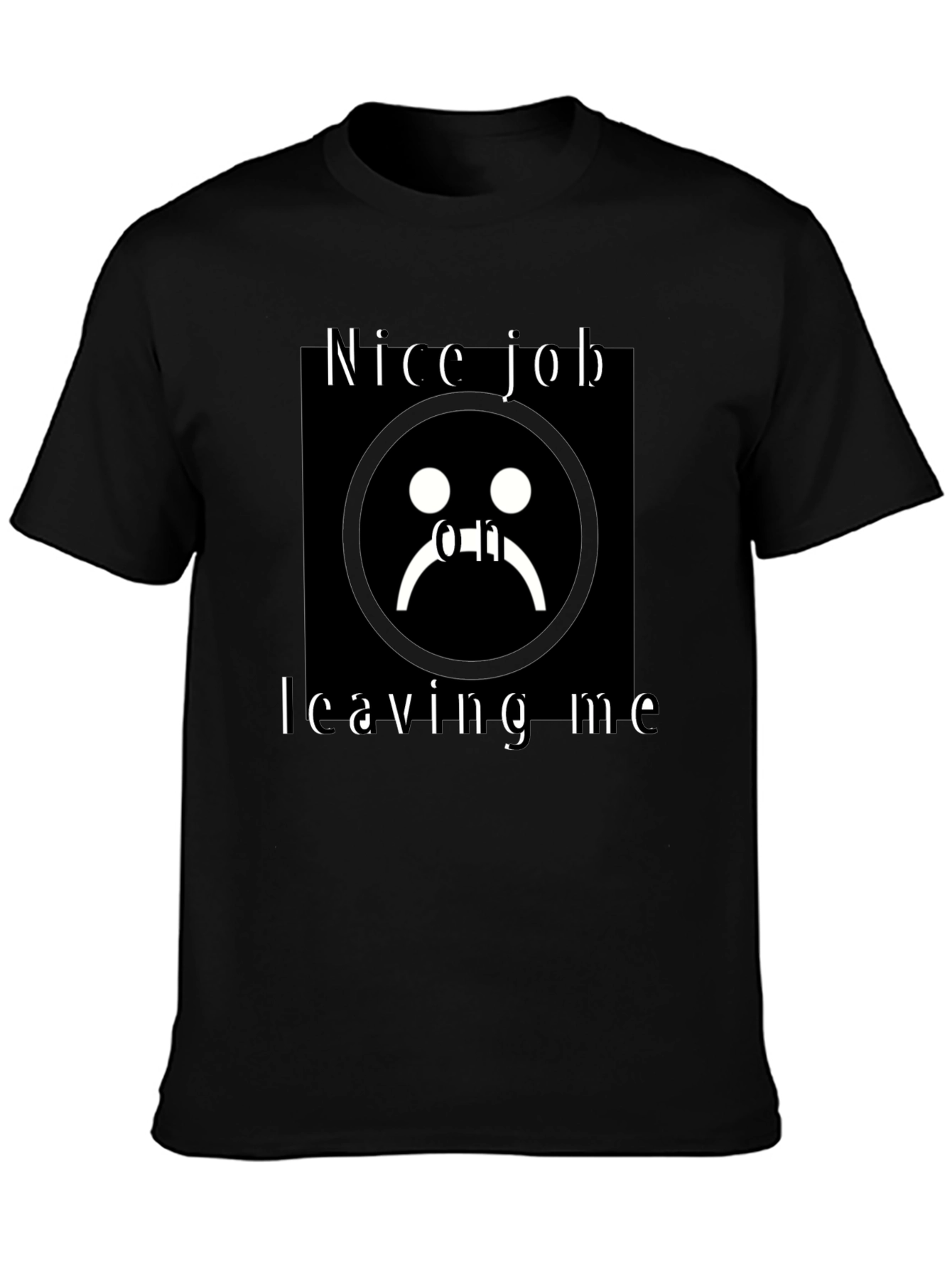 Sad Face Graphic Black T-Shirt