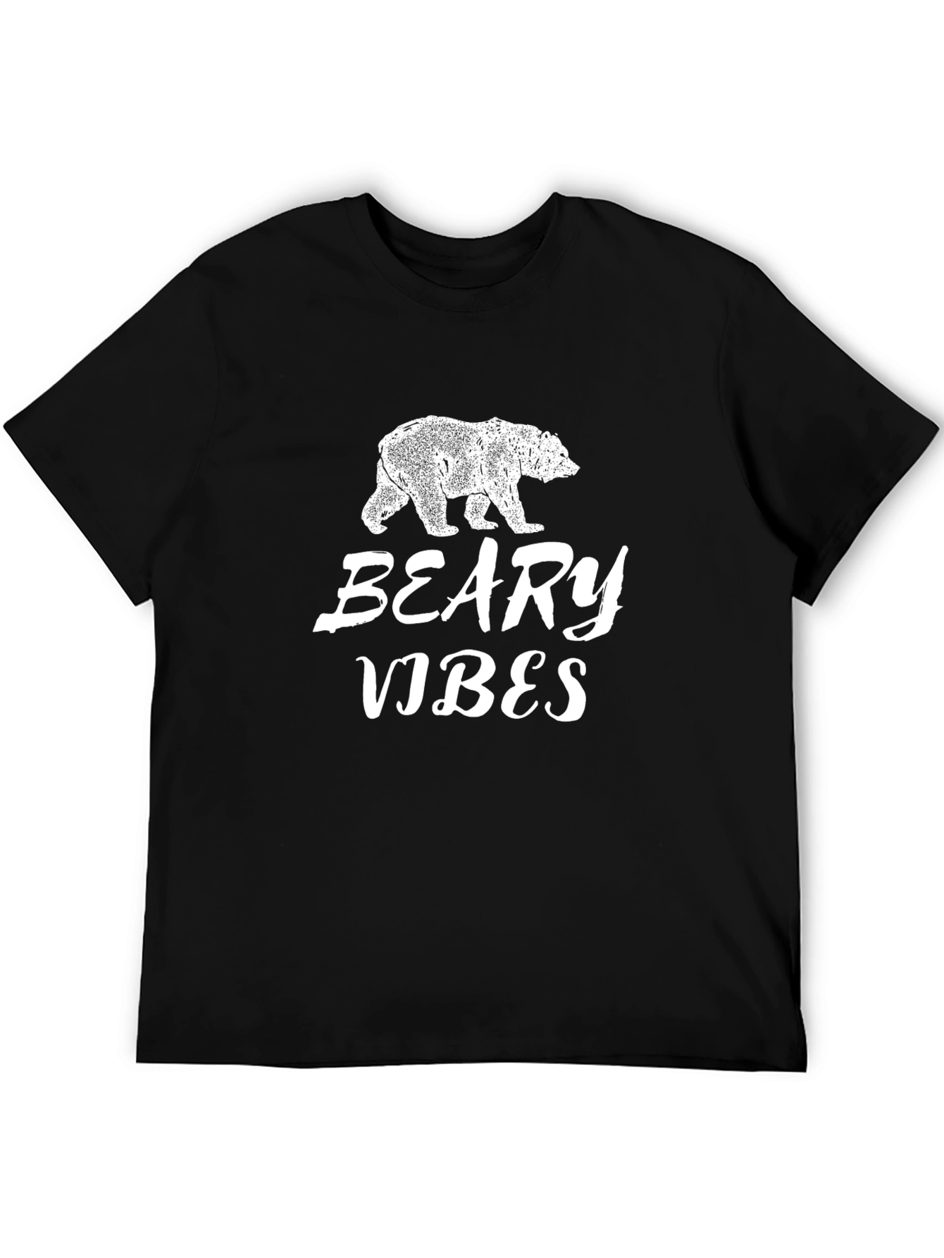 Beary Vibes Graphic Tee - Black Cotton T-Shirt