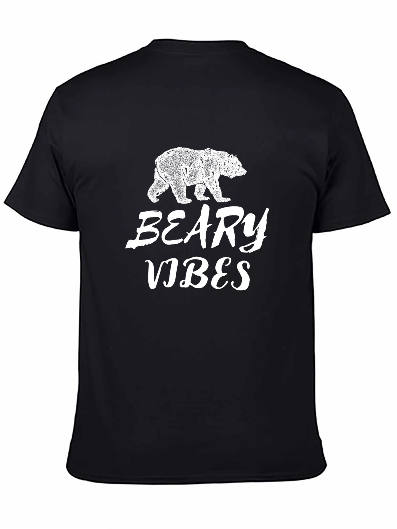 Beary Vibes Graphic Tee - Black Cotton T-Shirt