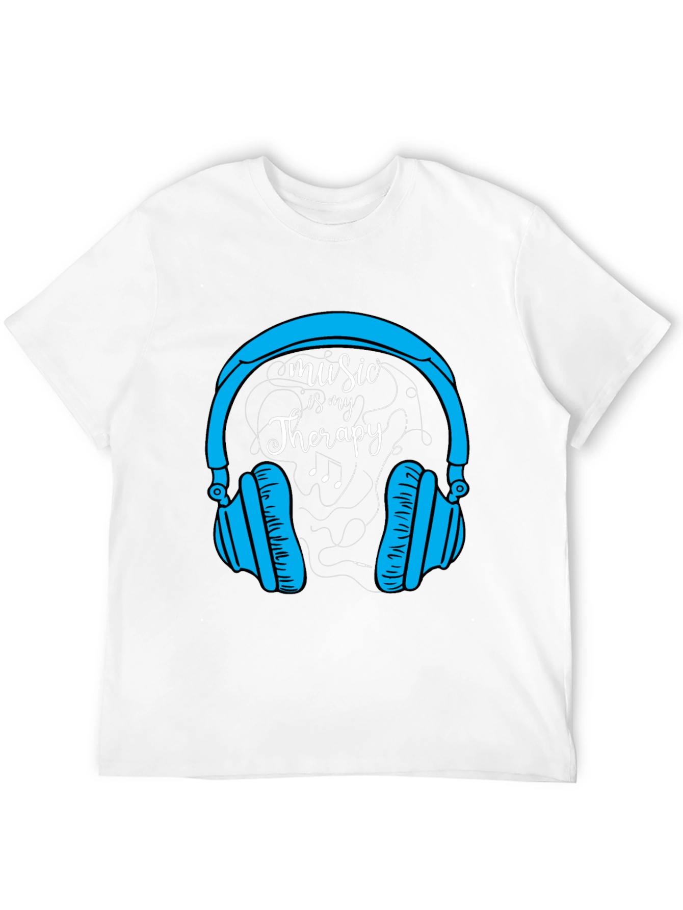 Music Therapy Tee - Headphones Graphic Black T-Shirt