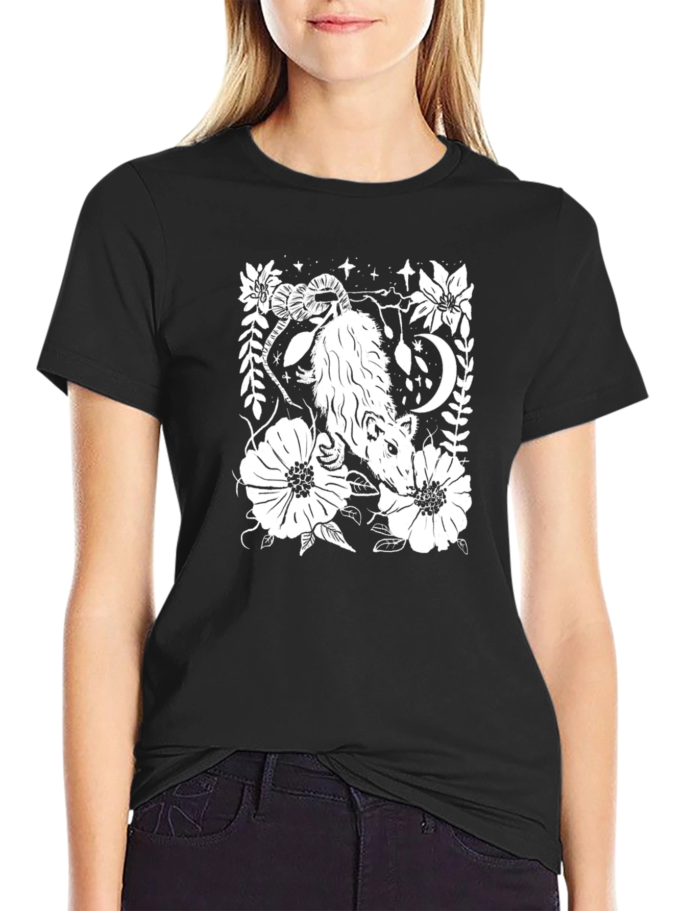 Opossum Floral Graphic Tee - Dark Comfort