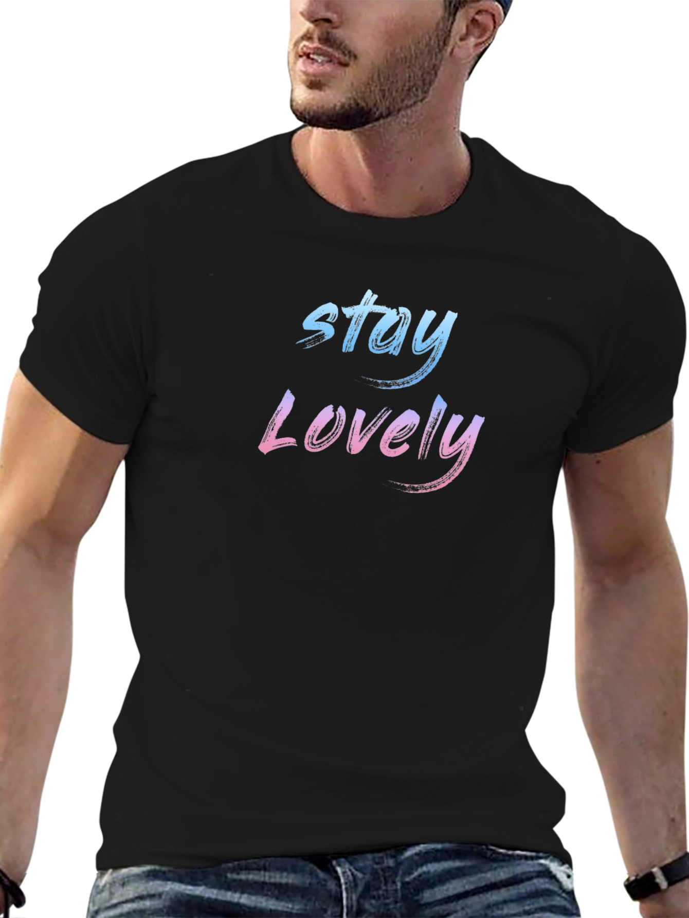 Stay Lovely Black Graphic T-Shirt