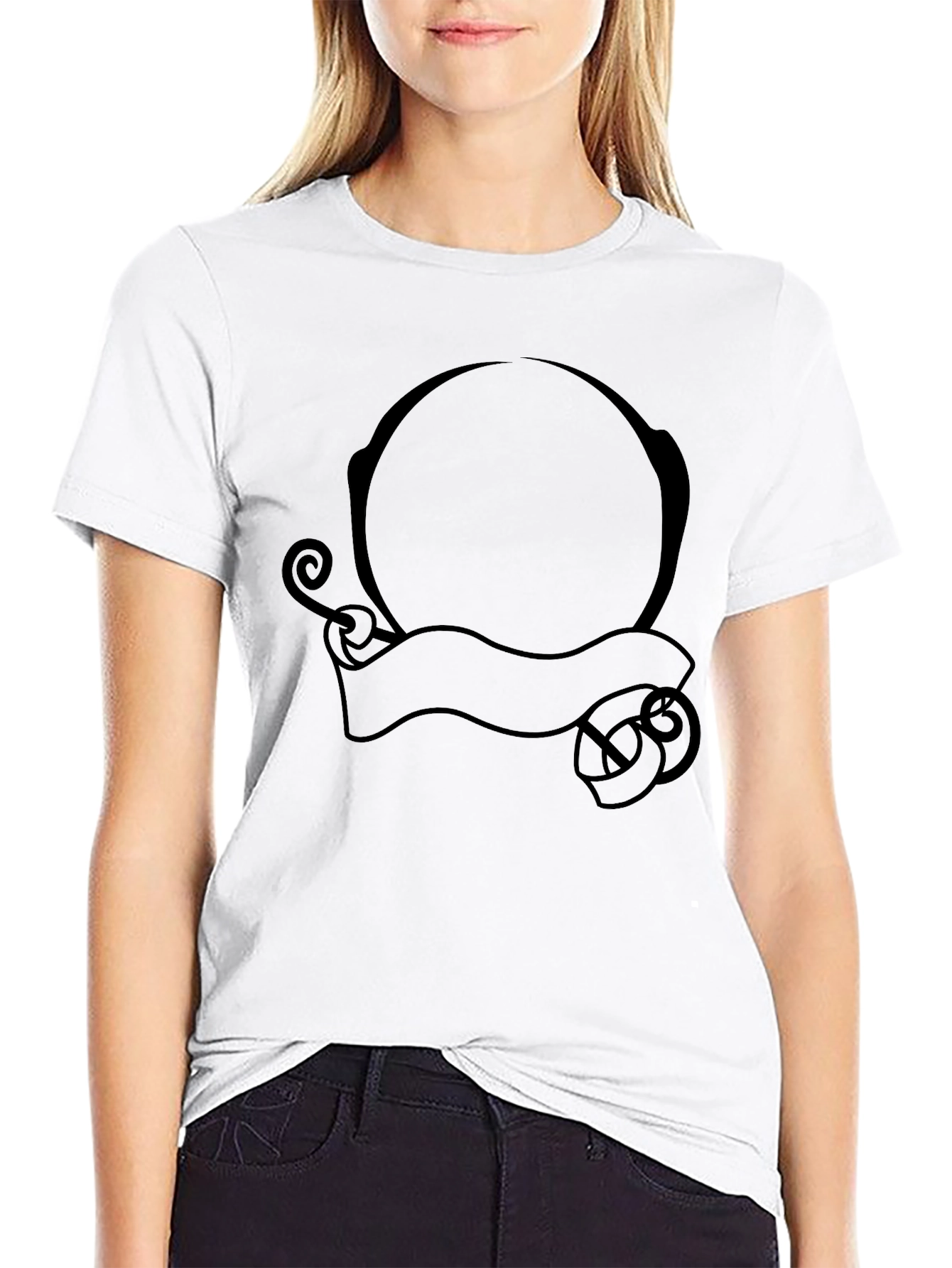 Mens Black Graphic Tee - Circle & Banner Design