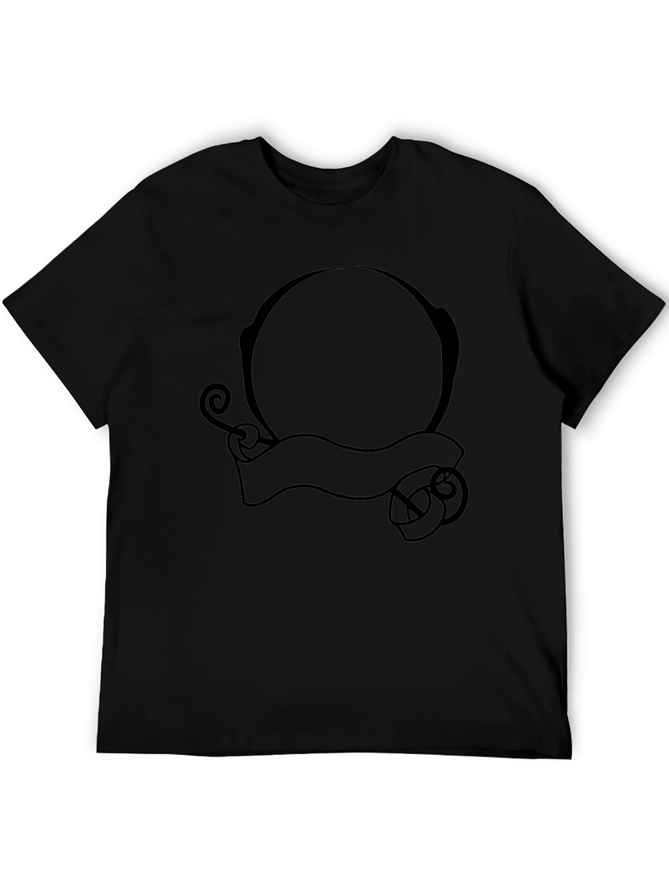 Mens Black Graphic Tee - Circle & Banner Design