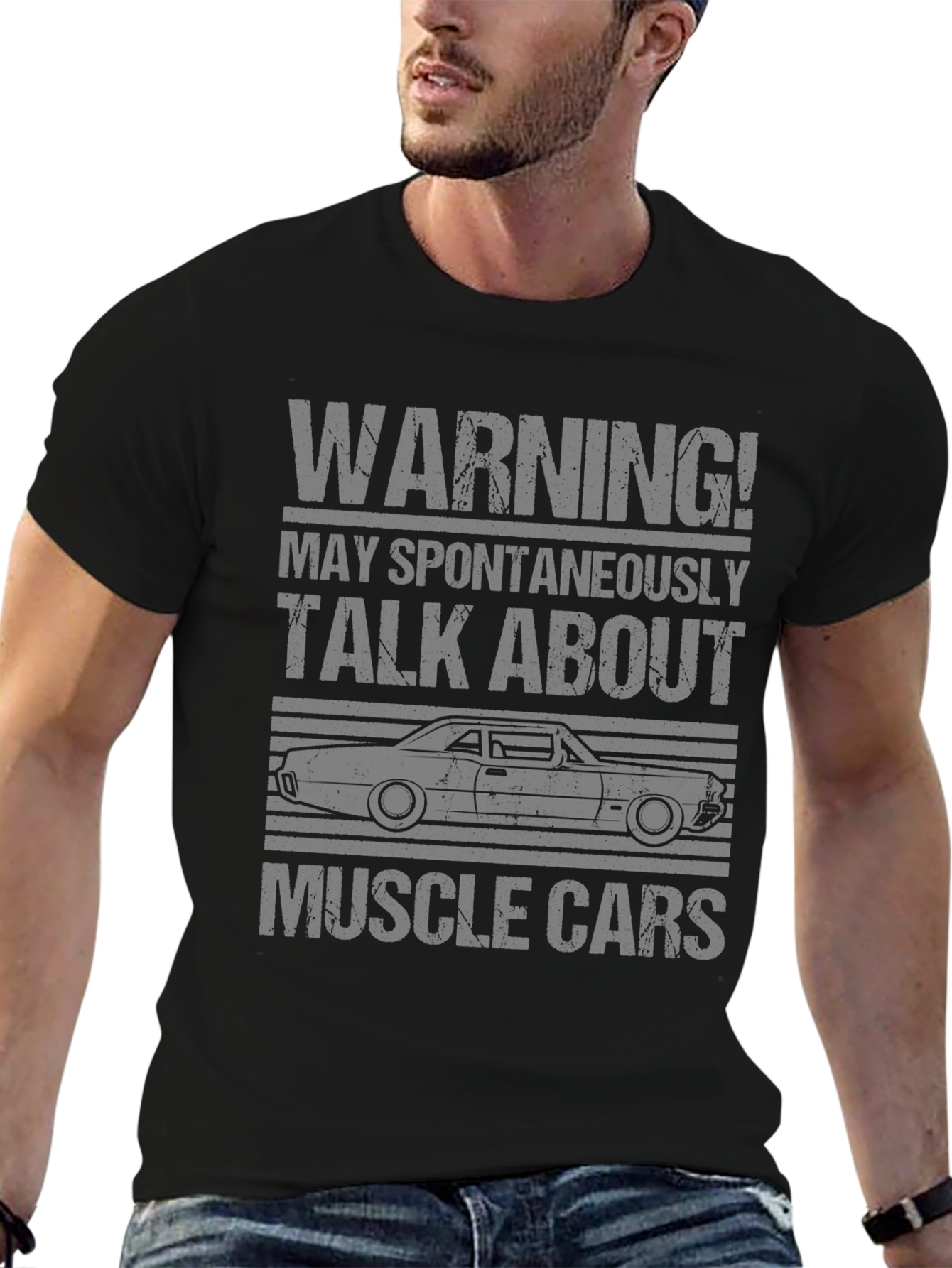Warning Muscle Car T-Shirt - Spontaneously Talk About Cars!