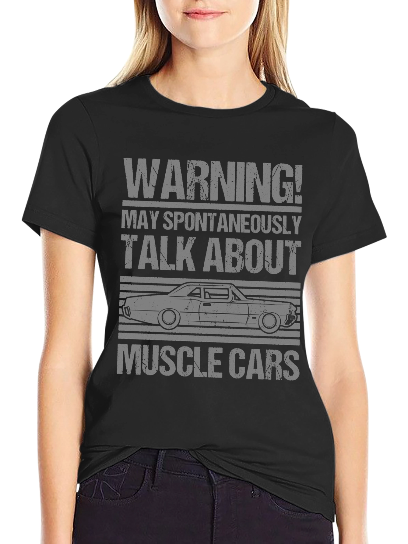 Warning Muscle Car T-Shirt - Spontaneously Talk About Cars!