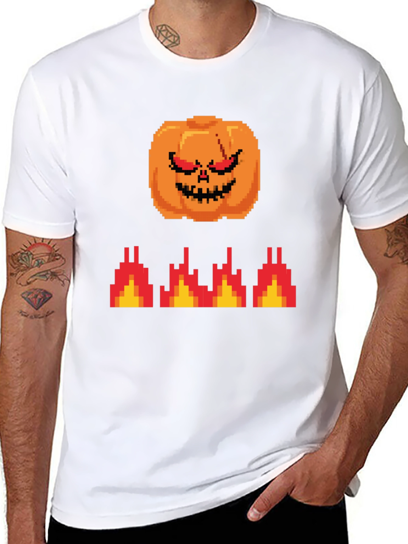 Pixel Pumpkin T-Shirt - Retro Halloween Style