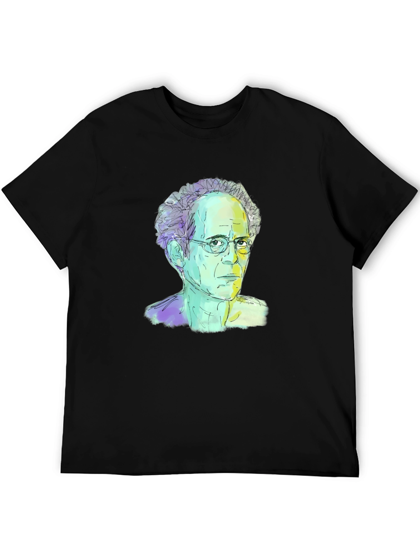 Abstract Portrait Graphic Tee - Black