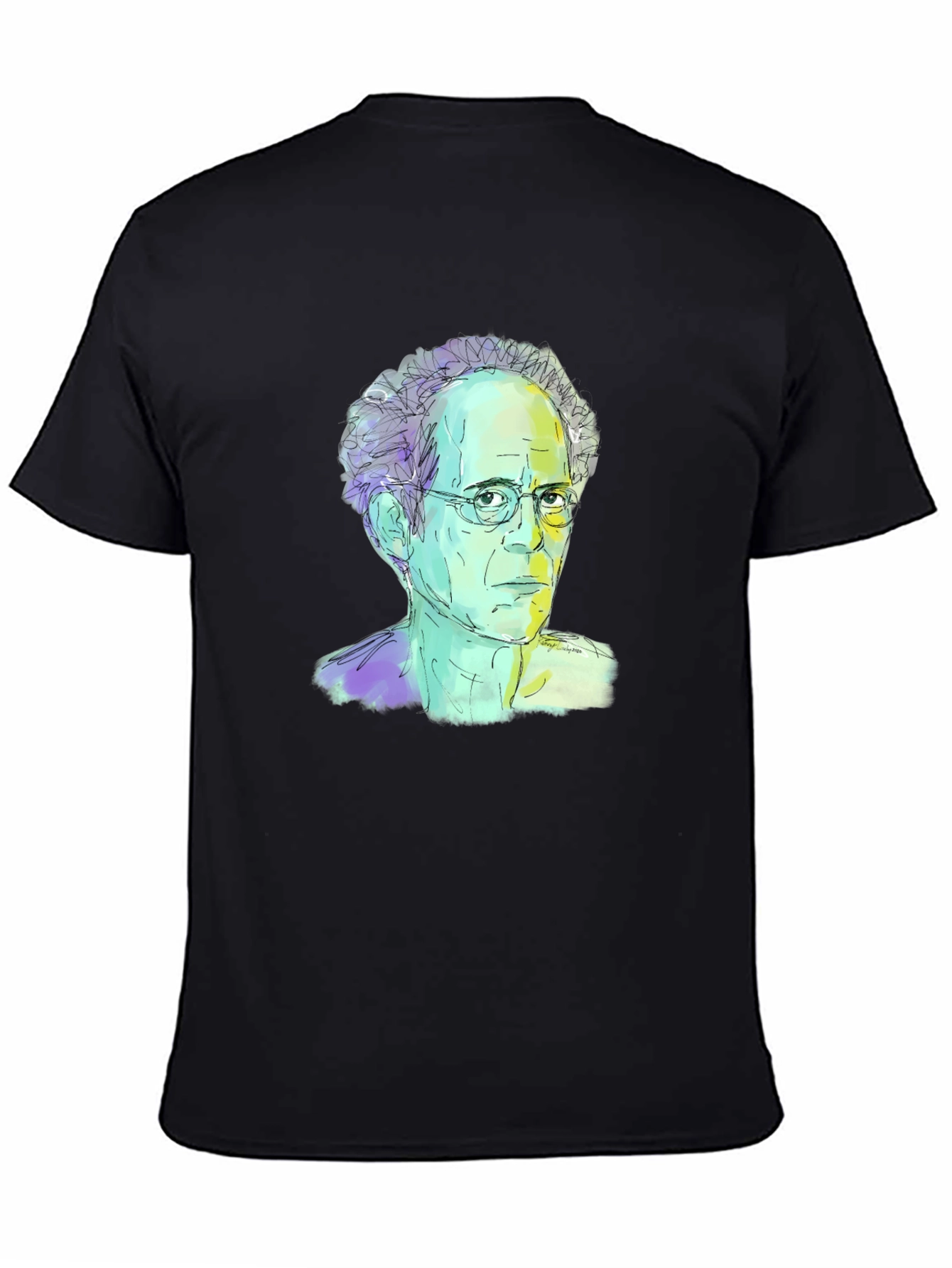 Abstract Portrait Graphic Tee - Black
