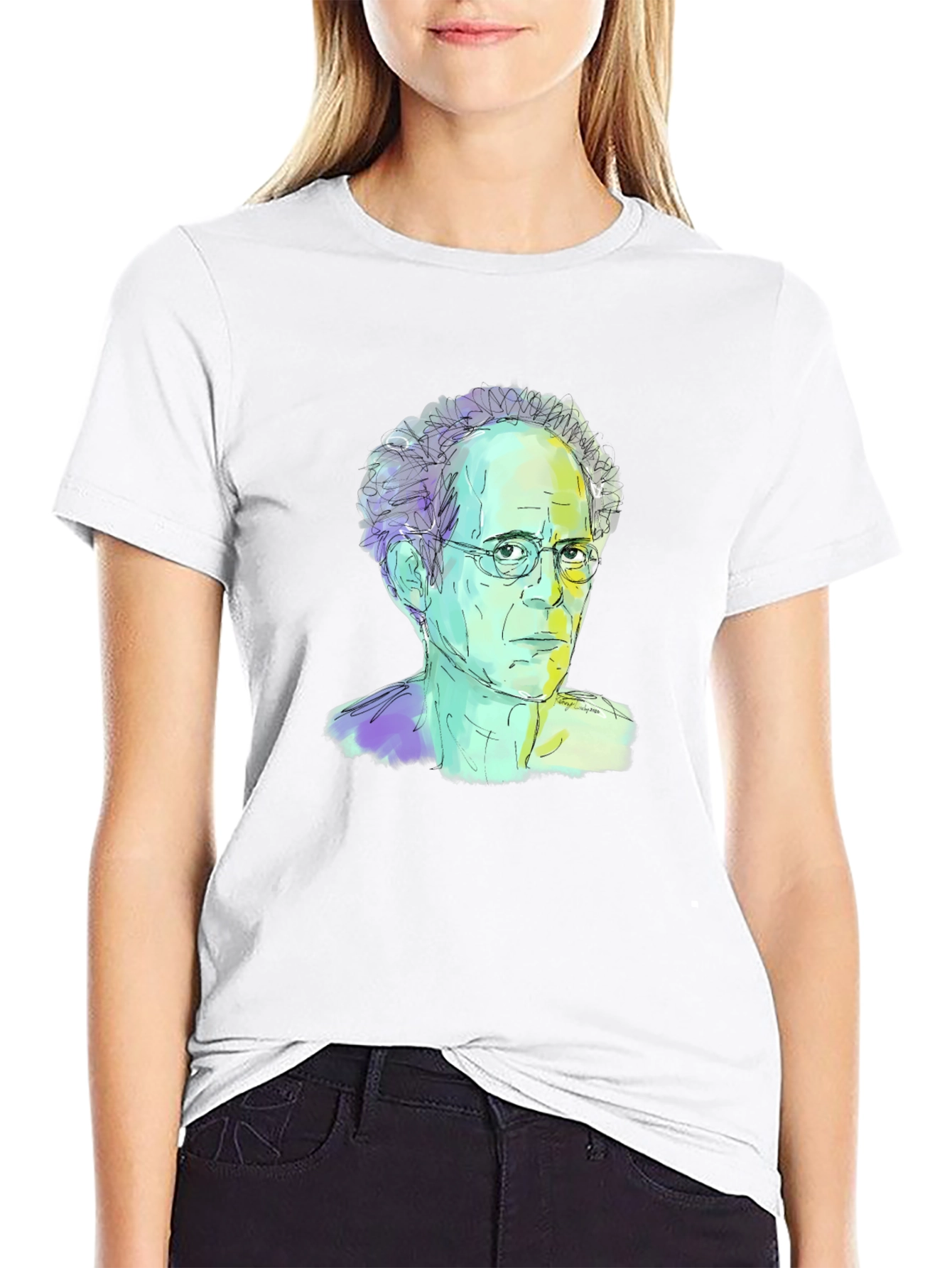 Abstract Portrait Graphic Tee - Black