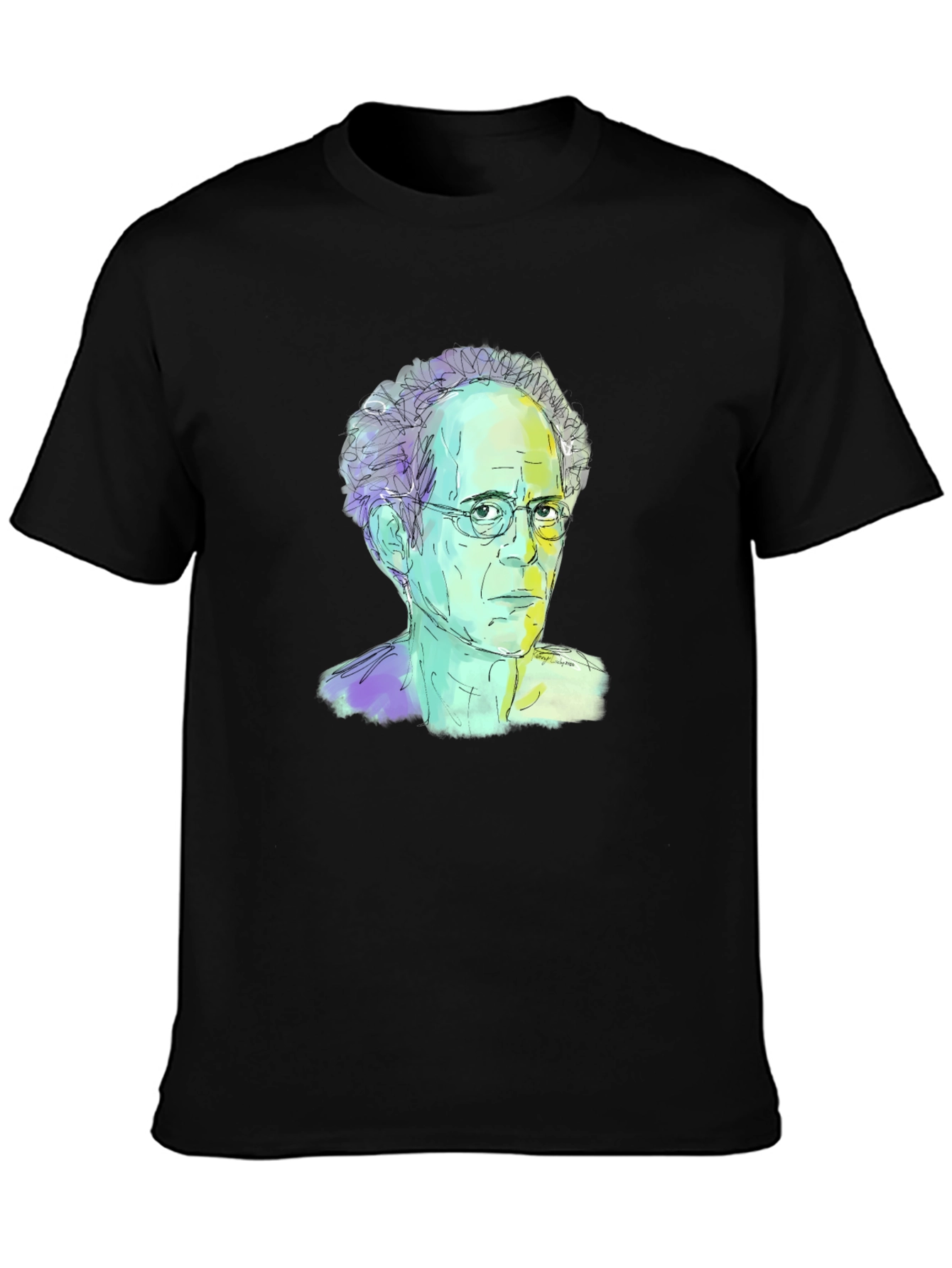 Abstract Portrait Graphic Tee - Black