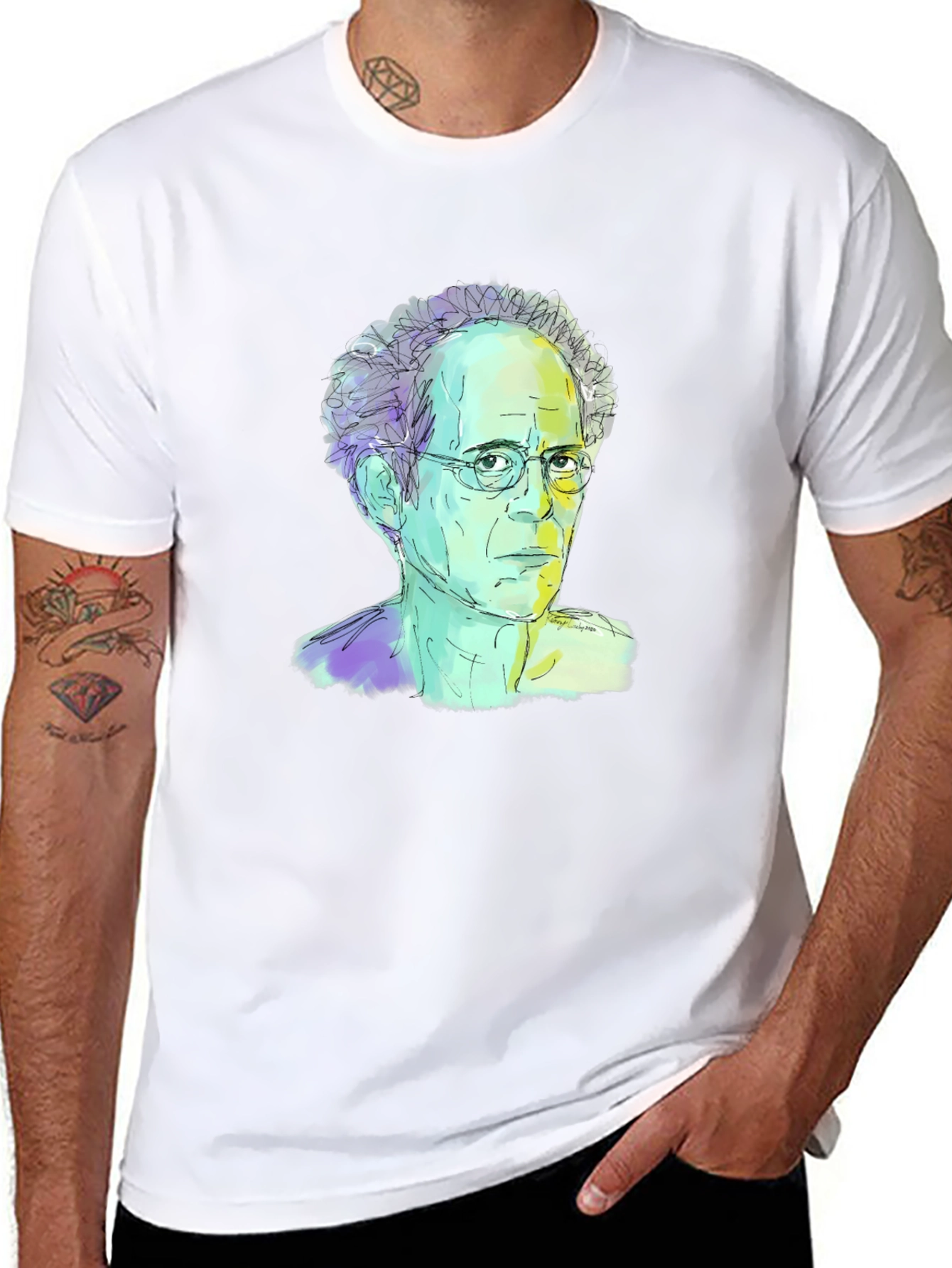 Abstract Portrait Graphic Tee - Black