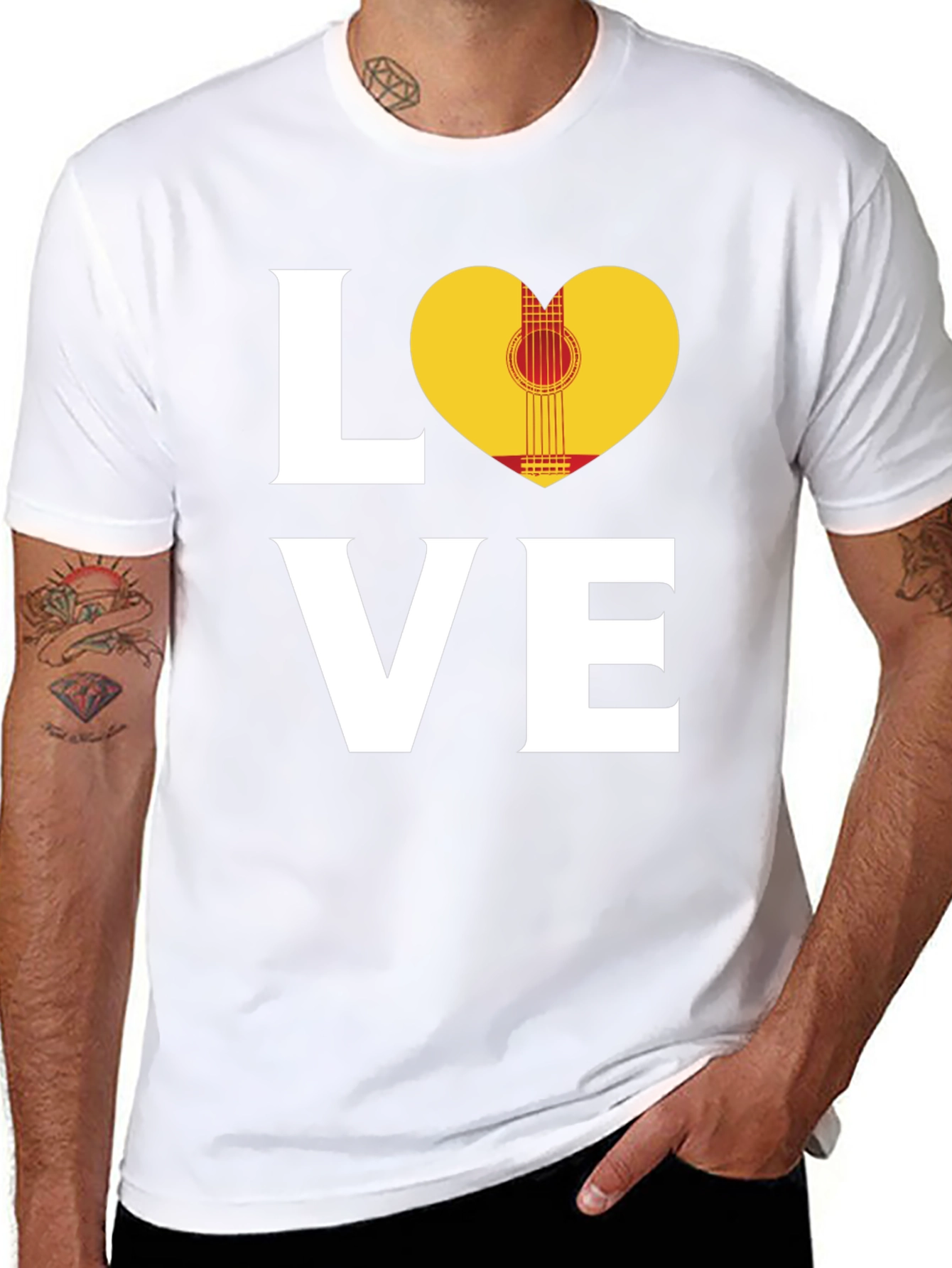 Love Guitar Heart T-Shirt - Music Lover Tee