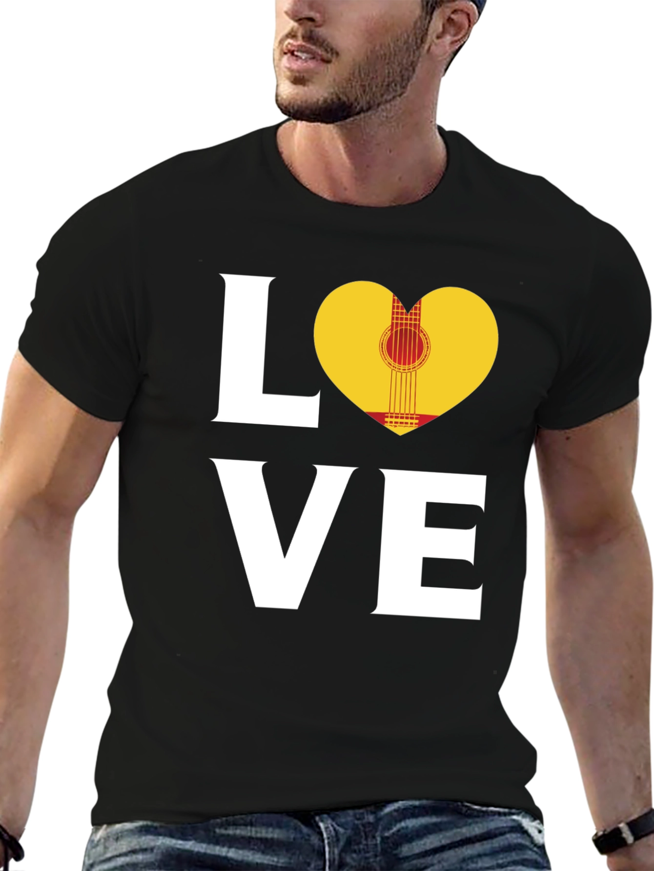 Love Guitar Heart T-Shirt - Music Lover Tee