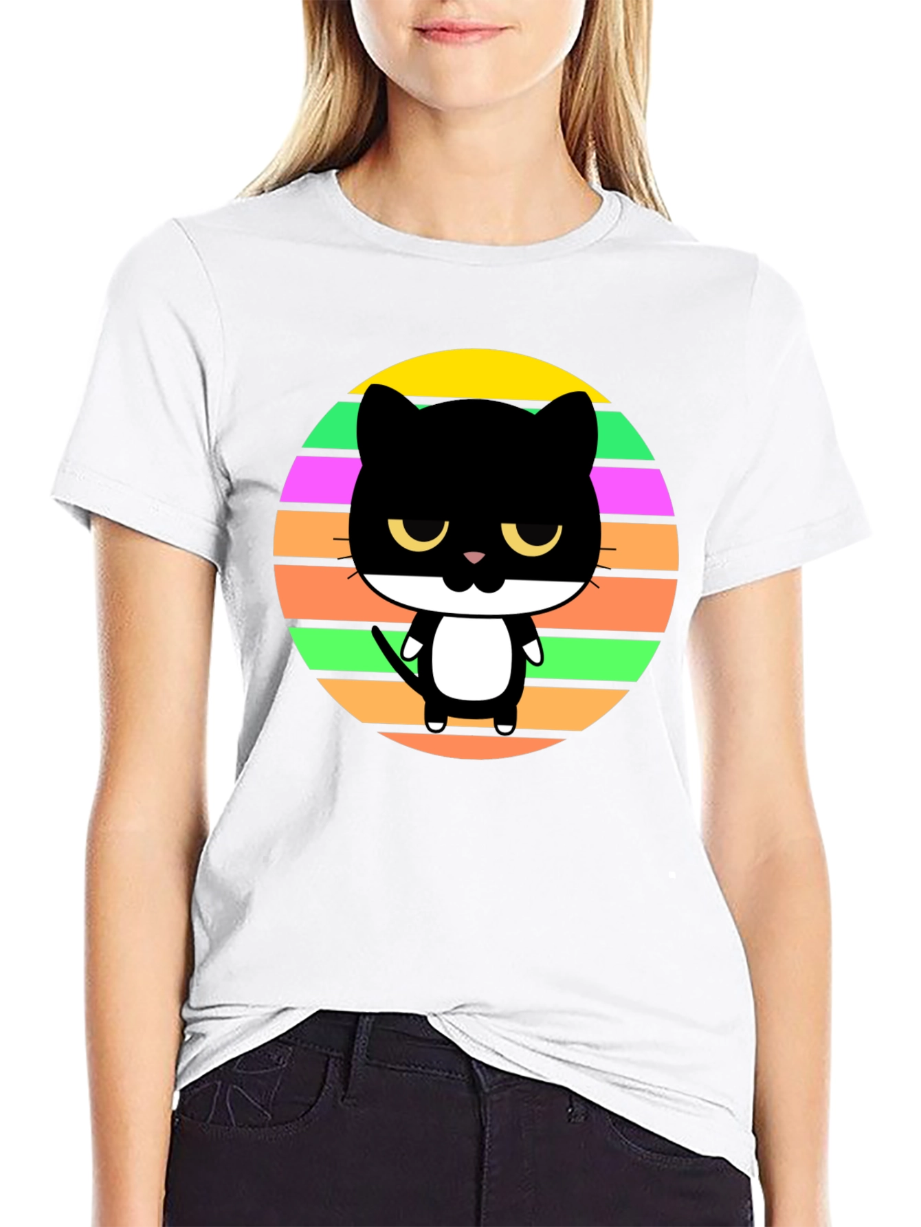 Cool Retro Cat Graphic Tee - Unisex