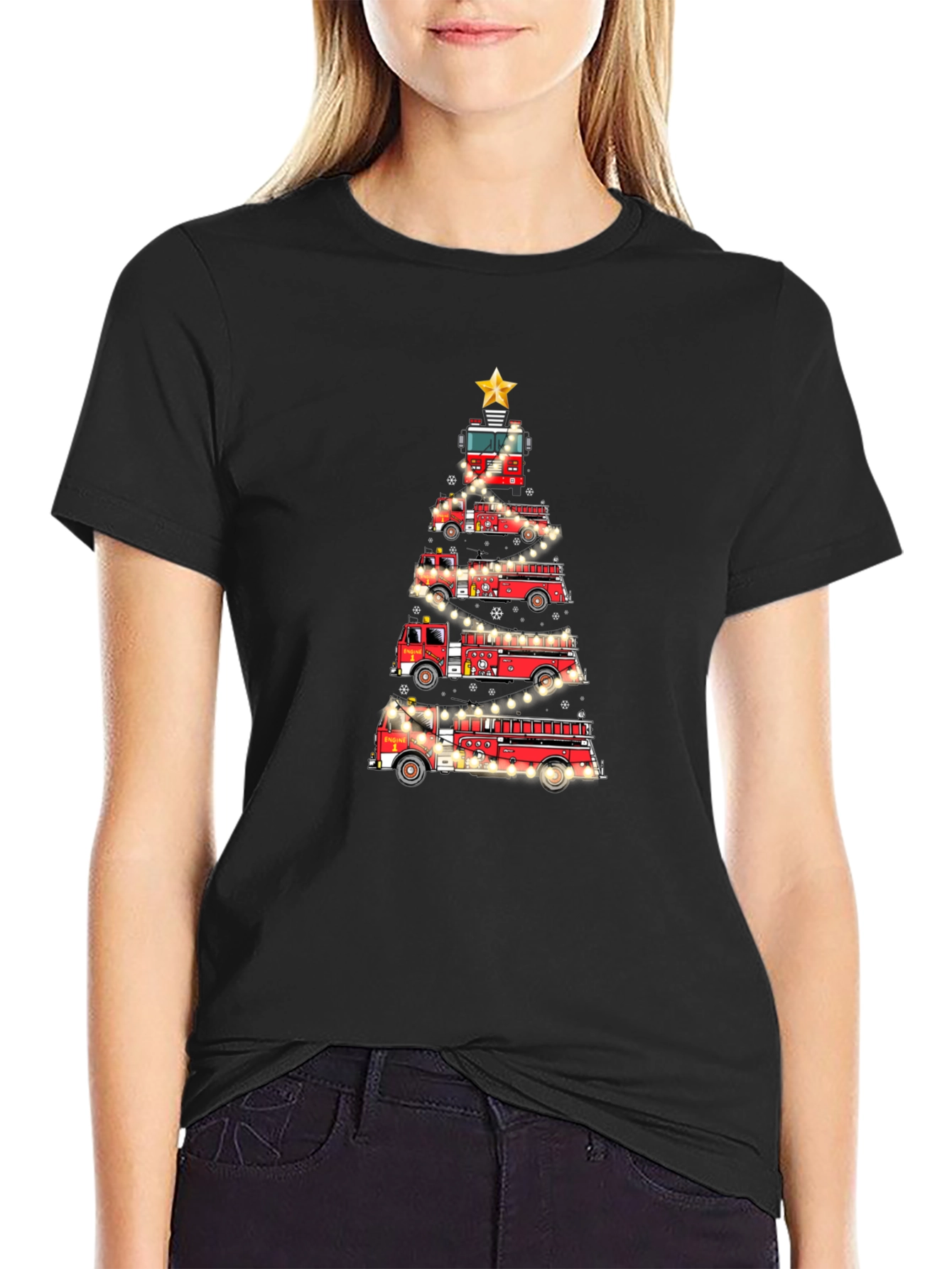 Fire Truck Christmas Tree T-Shirt