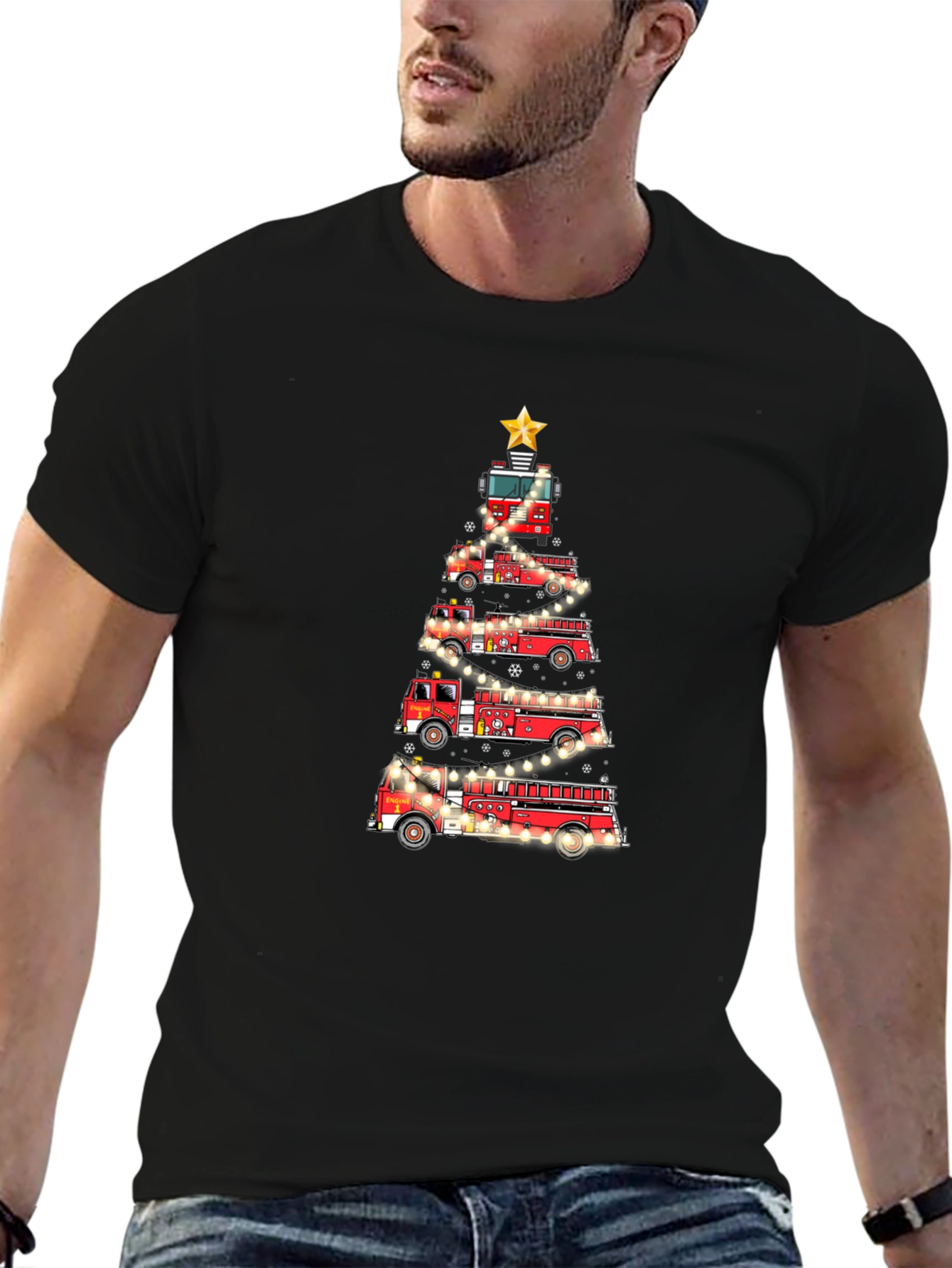 Fire Truck Christmas Tree T-Shirt