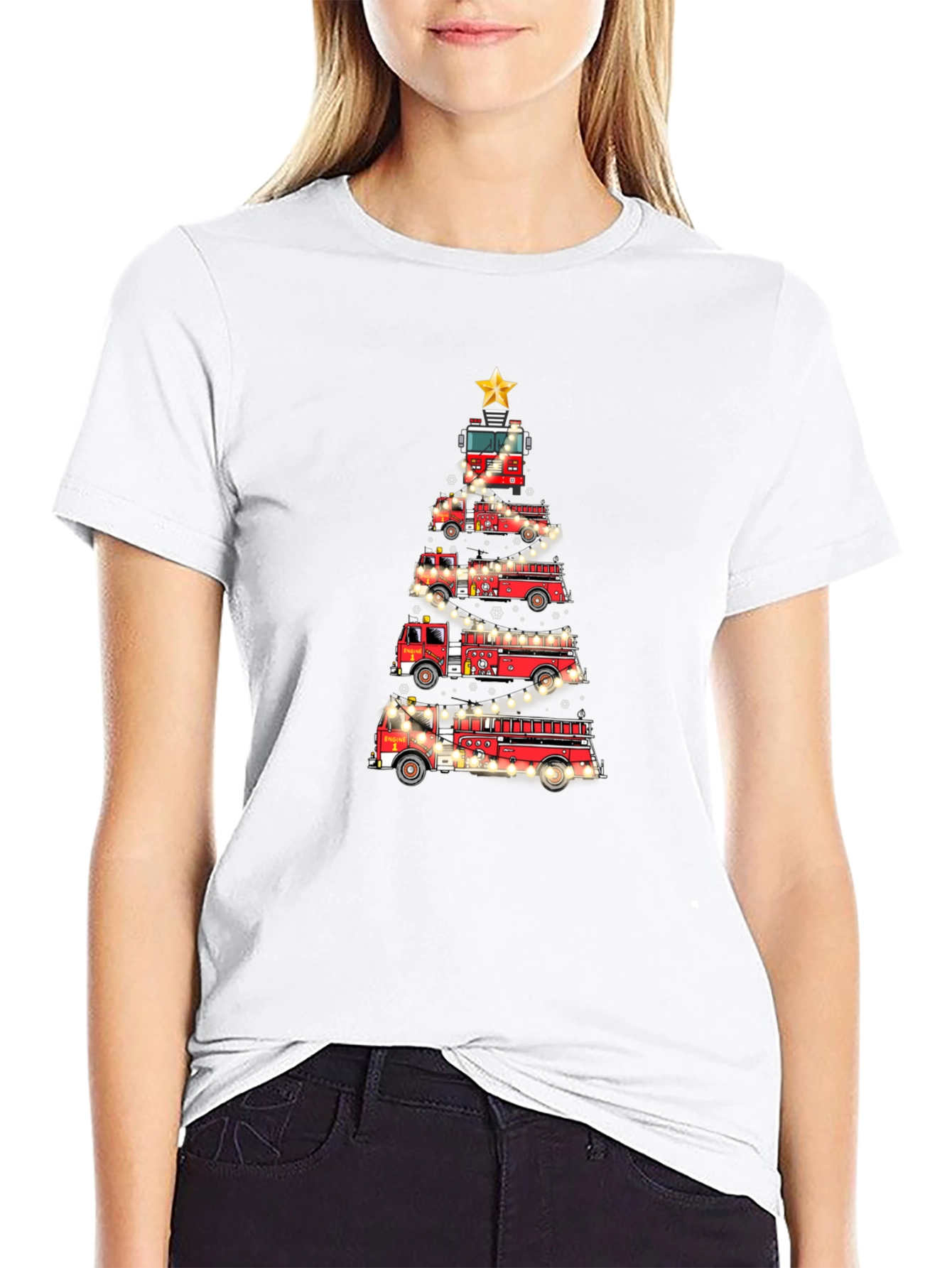 Fire Truck Christmas Tree T-Shirt
