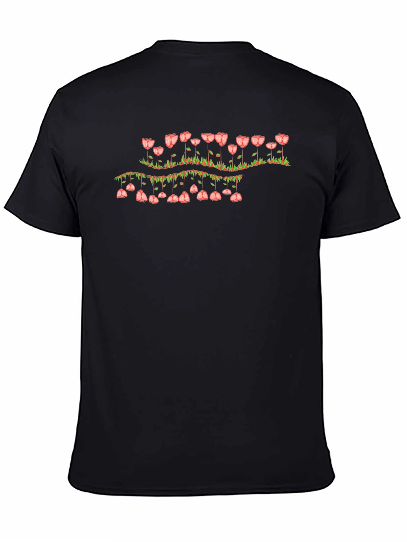 Floral Cascade Black T-Shirt