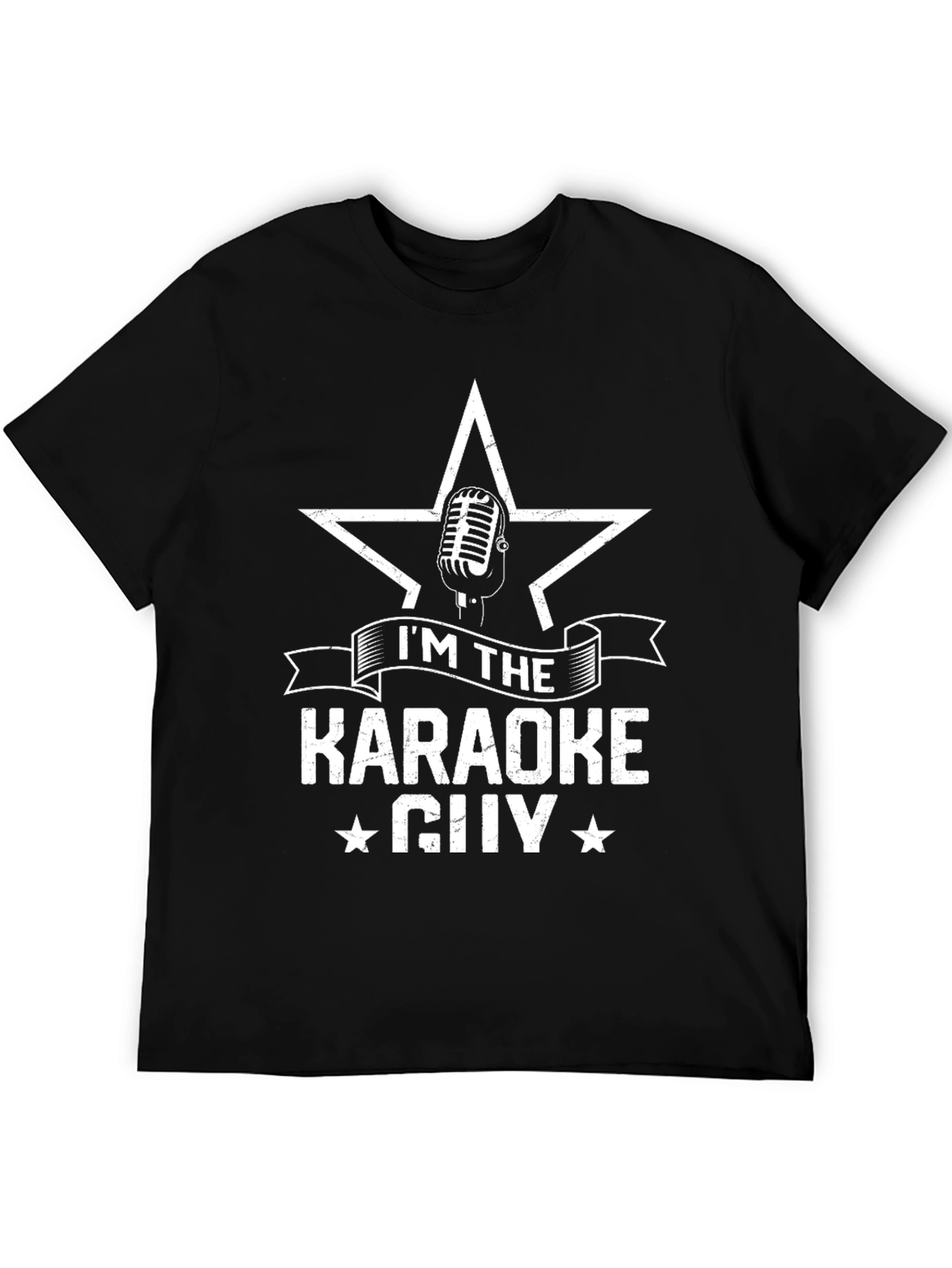 Karaoke Guy Star Microphone Black Graphic T-Shirt