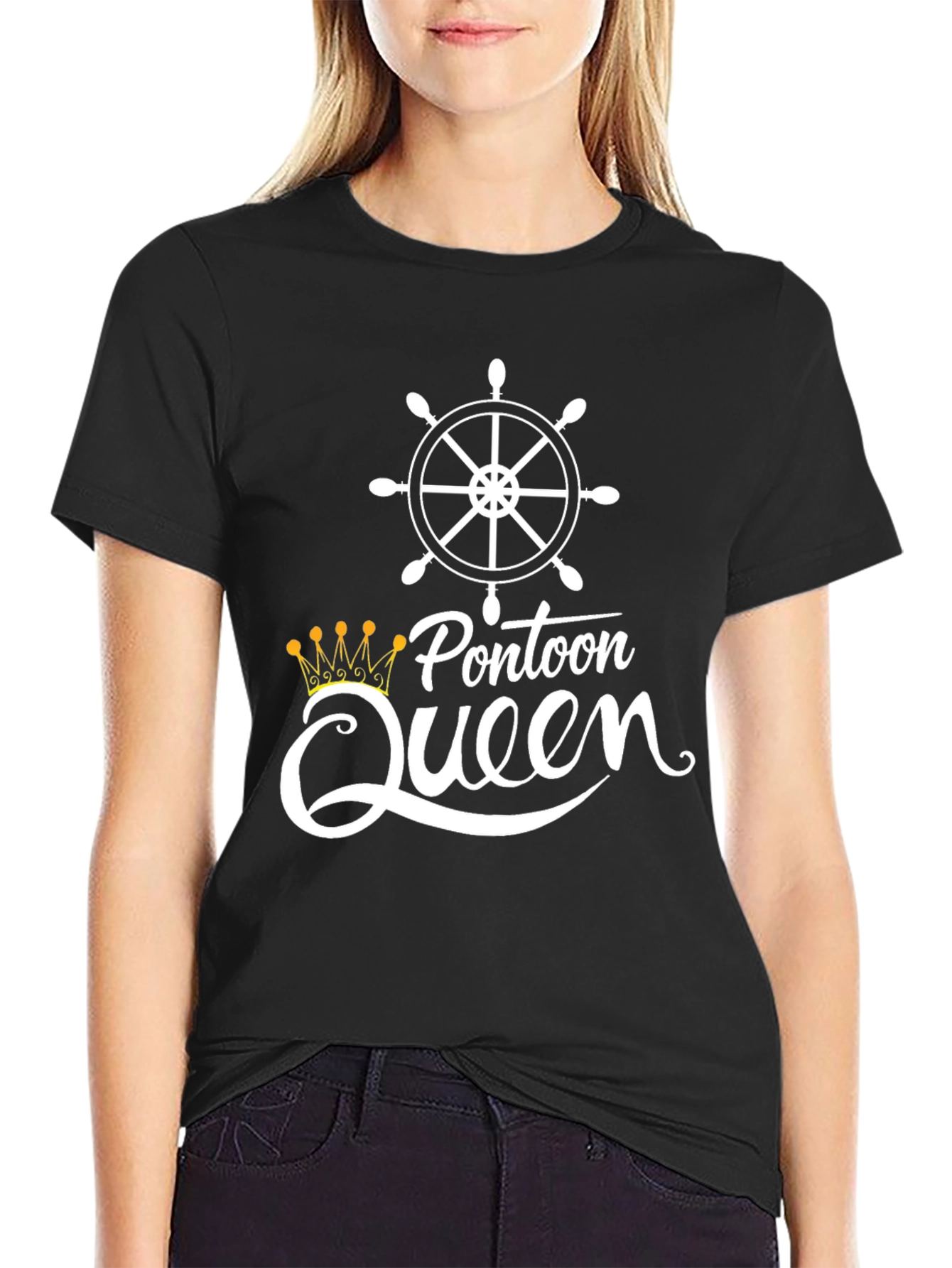 Pontoon Queen Black Graphic Tee