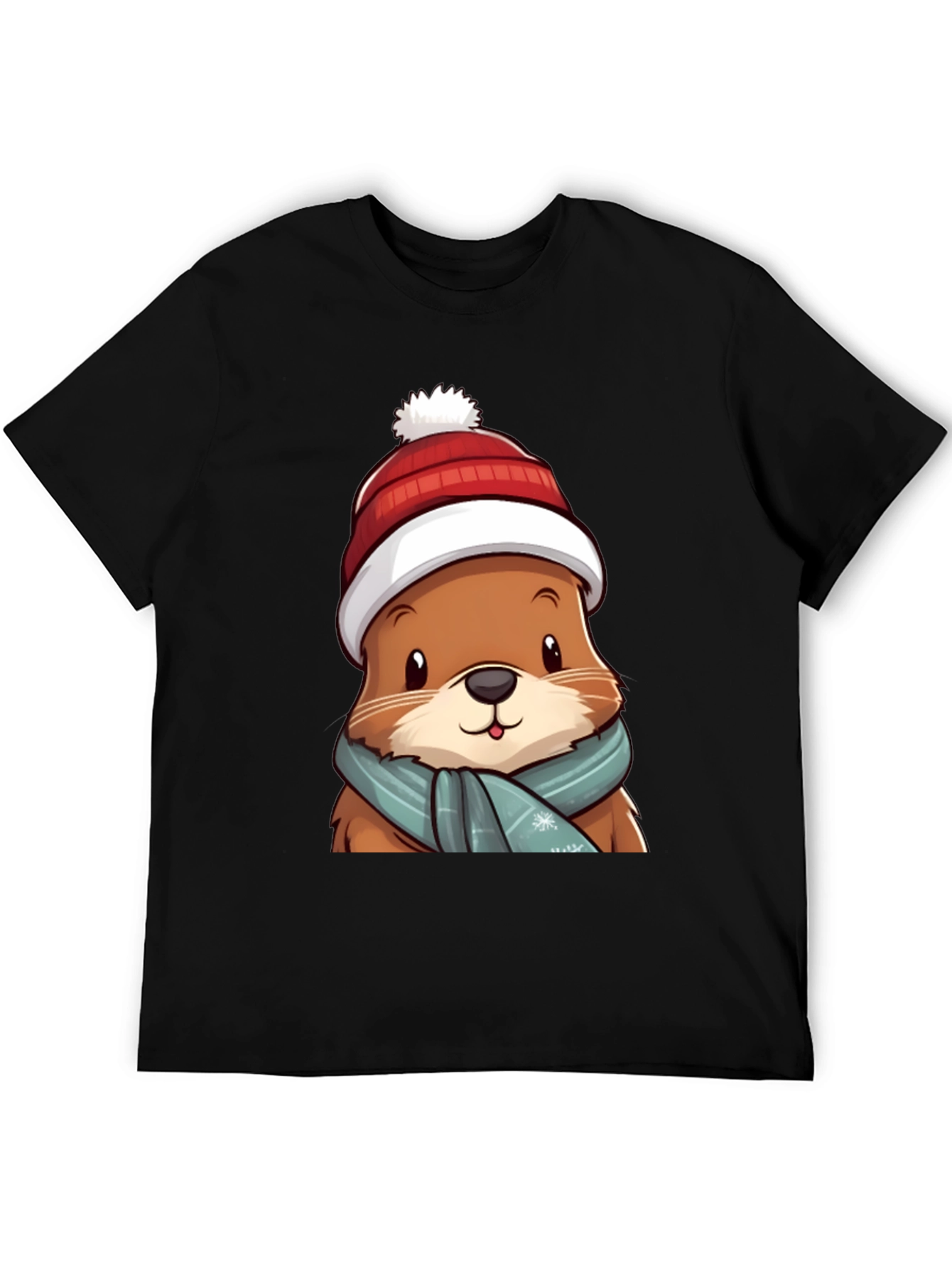 Cute Otter in Winter Gear T-Shirt