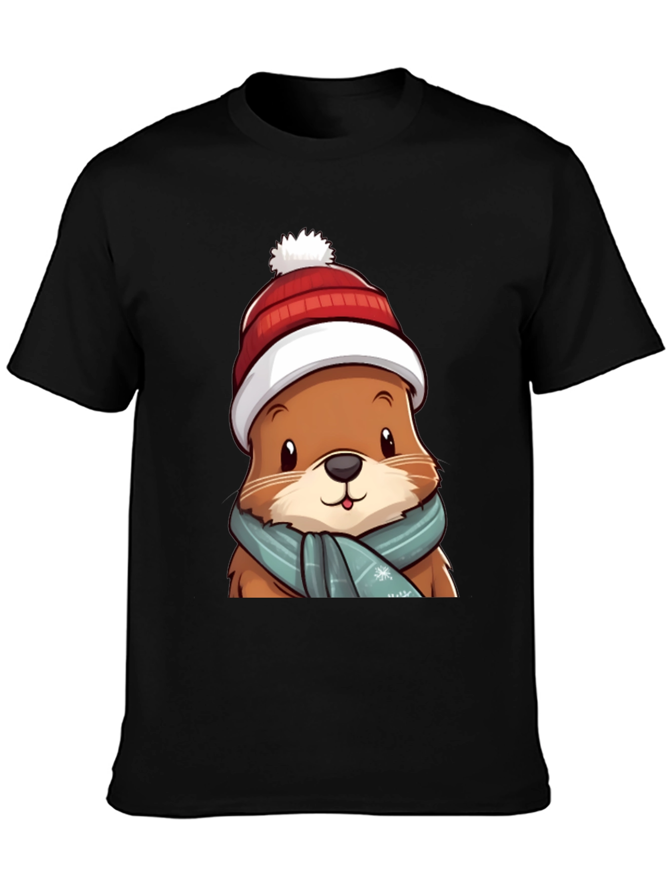 Cute Otter in Winter Gear T-Shirt