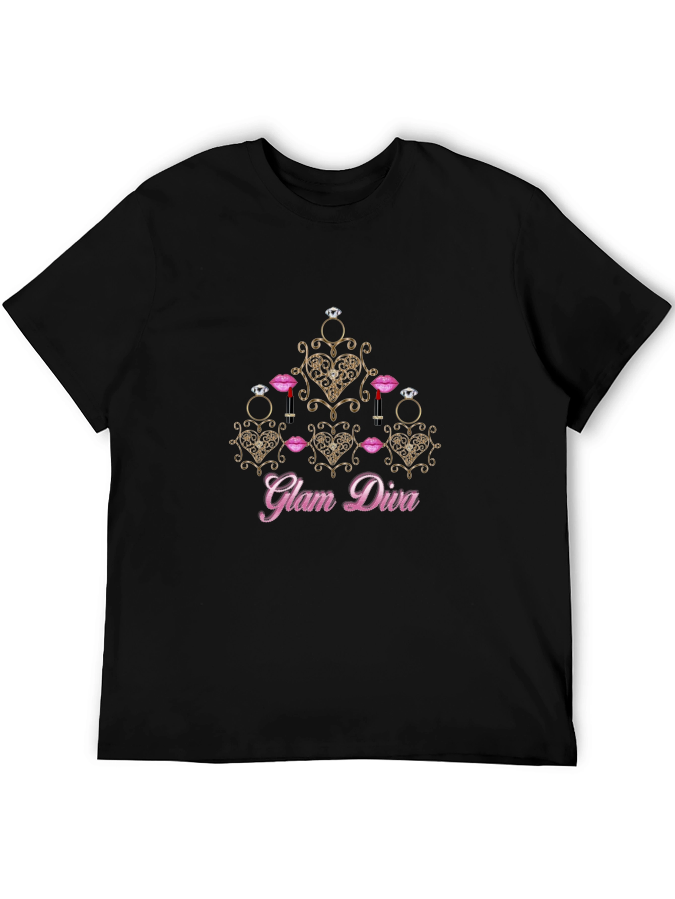 Glam Diva Graphic Black T-Shirt