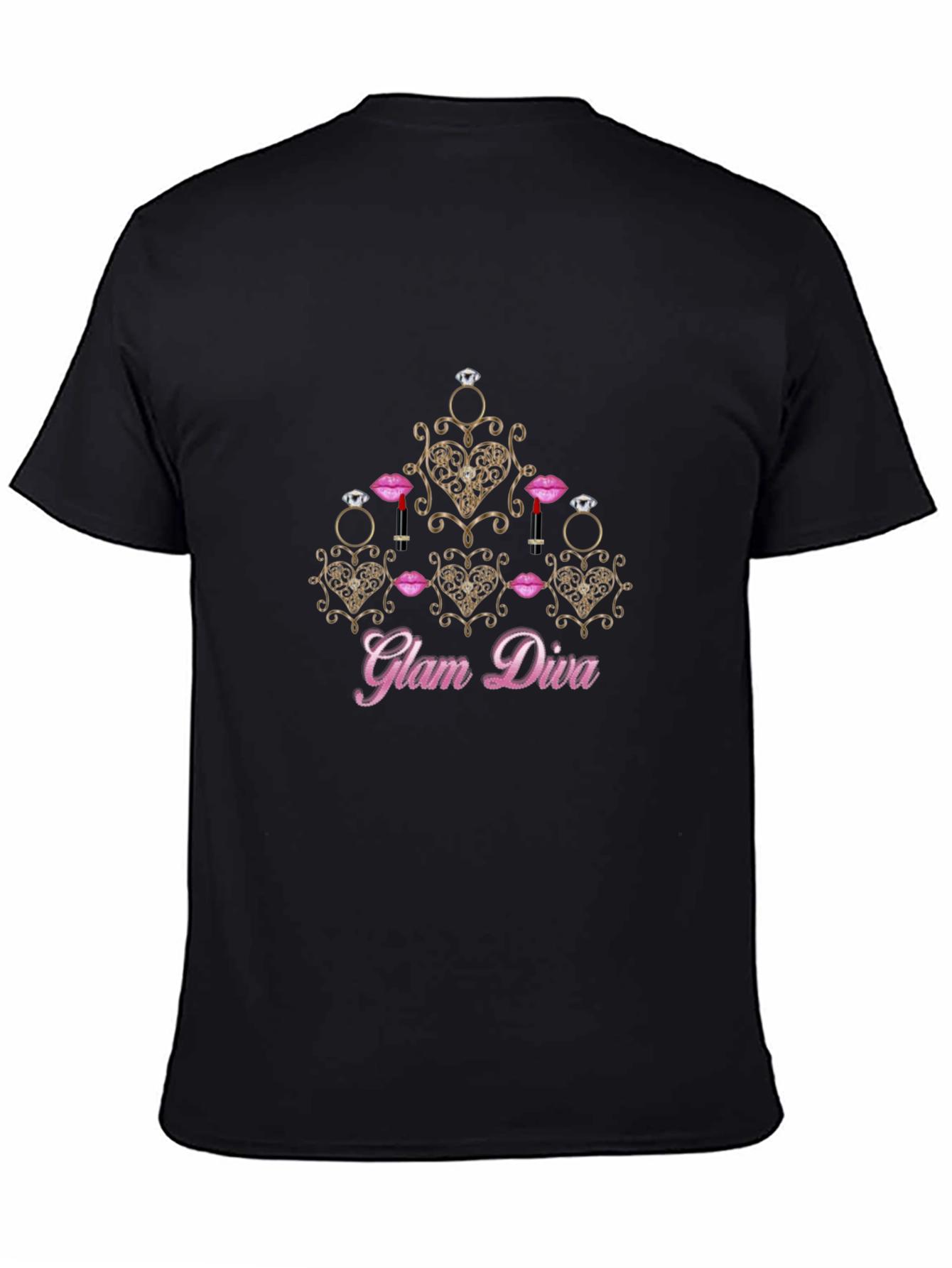Glam Diva Graphic Black T-Shirt
