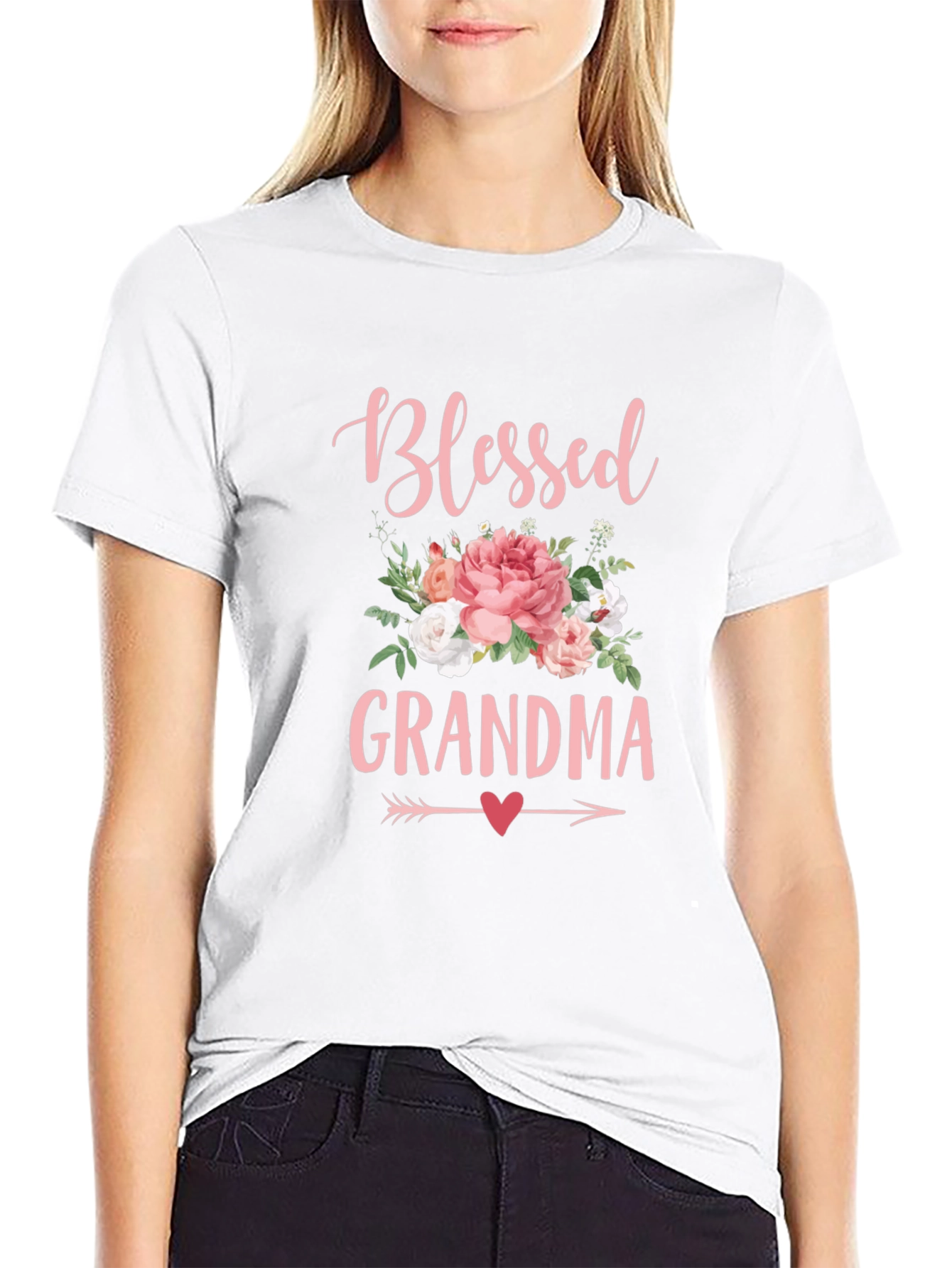 Blessed Grandma Floral Graphic T-Shirt