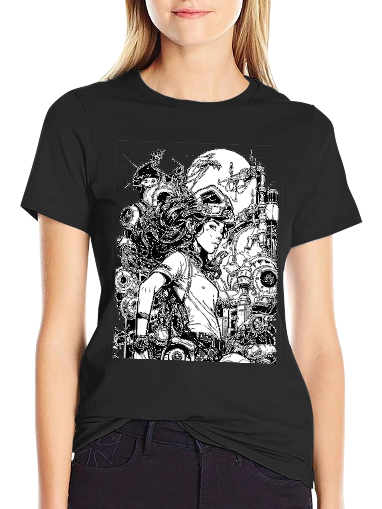 Steampunk Girl Graphic T-Shirt - Unique Design