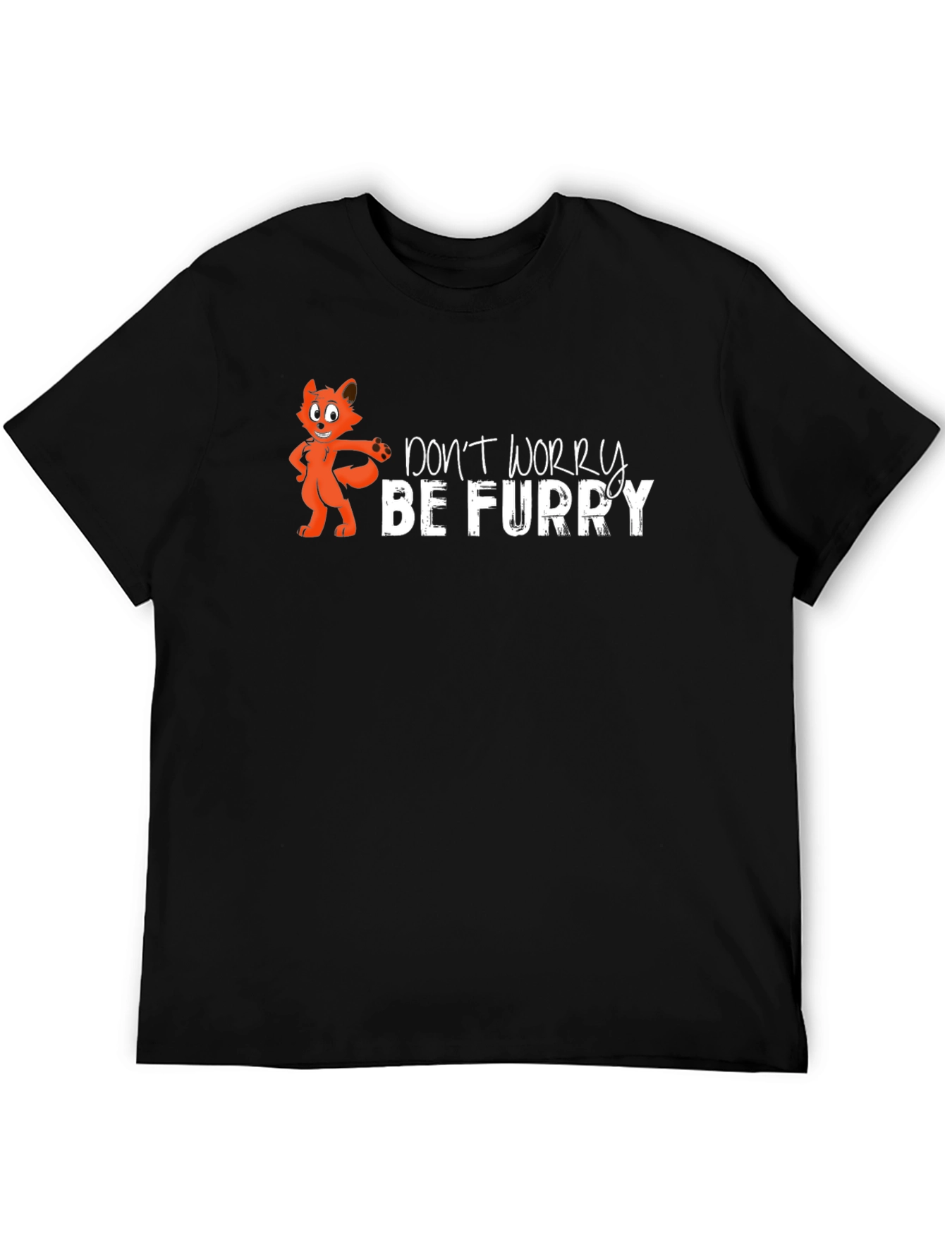 Dont Worry Be Furry Black T-Shirt