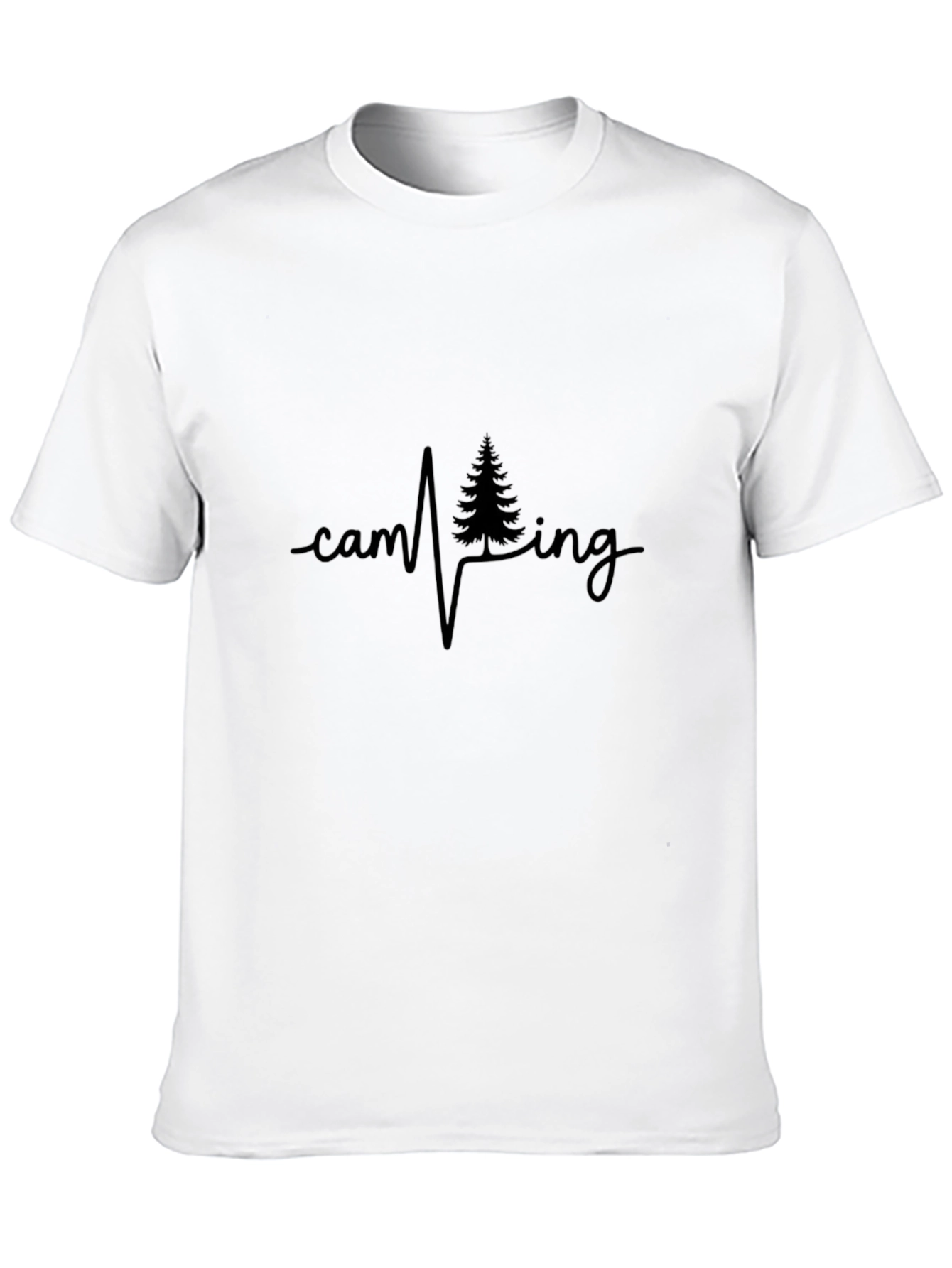Camping Heartbeat Black T-Shirt