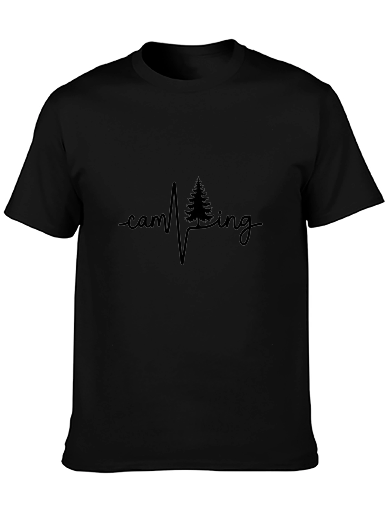 Camping Heartbeat Black T-Shirt