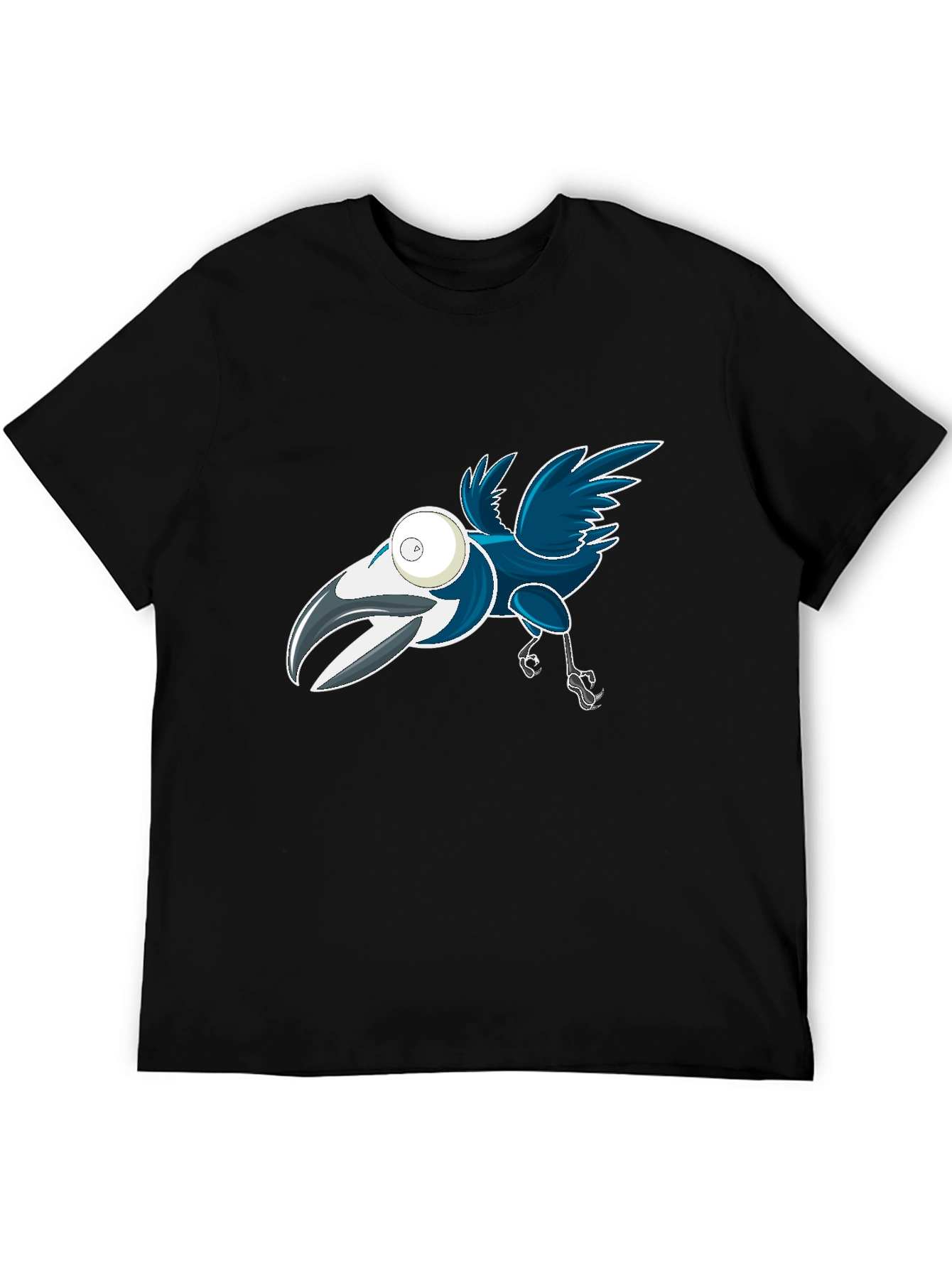 Cartoon Crow Graphic Tee - Black