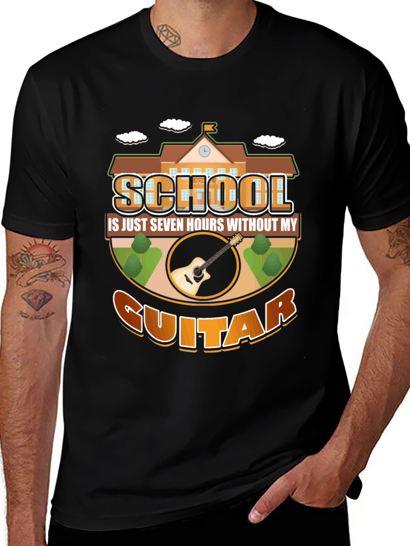School Guitar T-Shirt: Seven Hours Without My Guitar